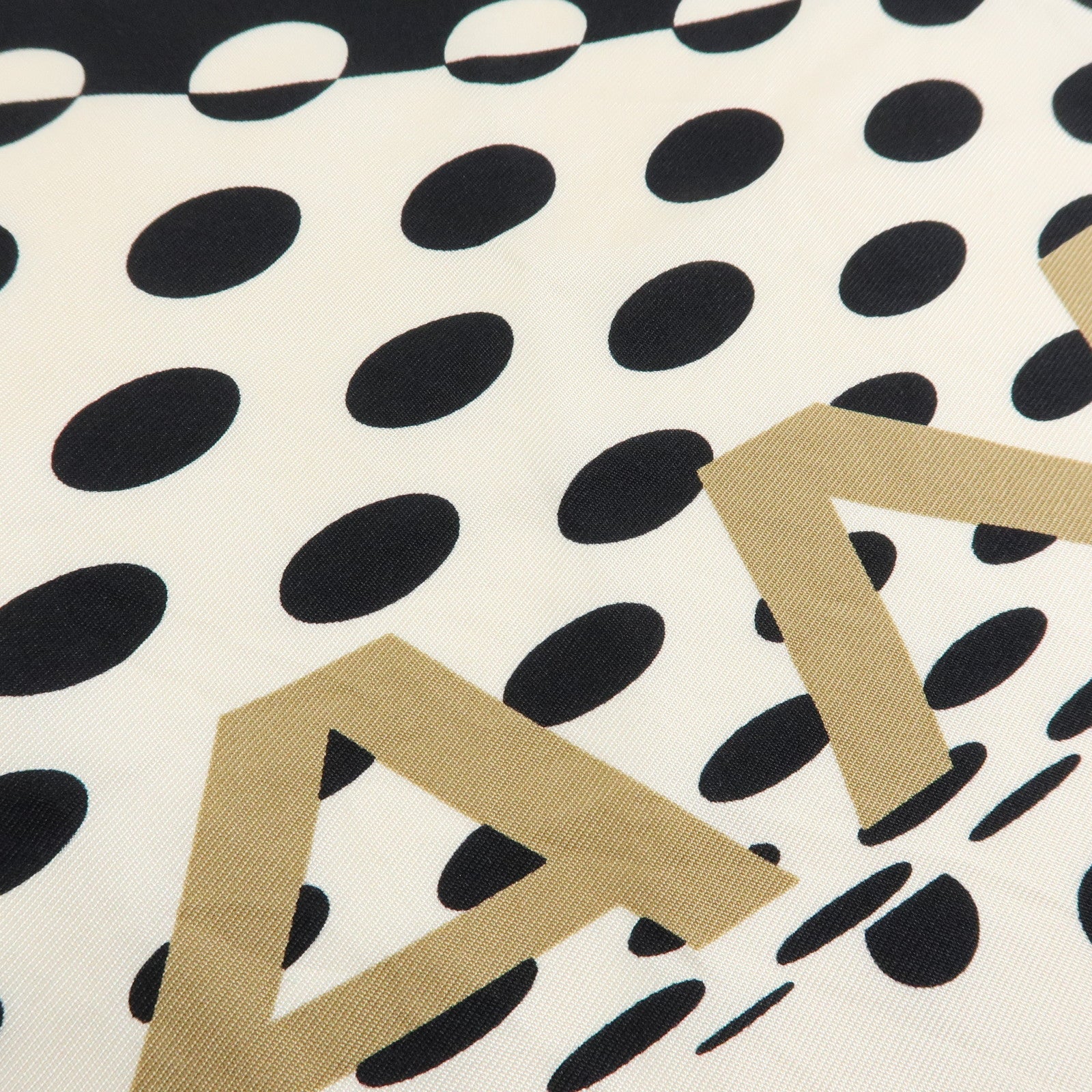 CHANEL COCO Mark Silk 100% Scarf Dot Pattern Clover Ivory Black