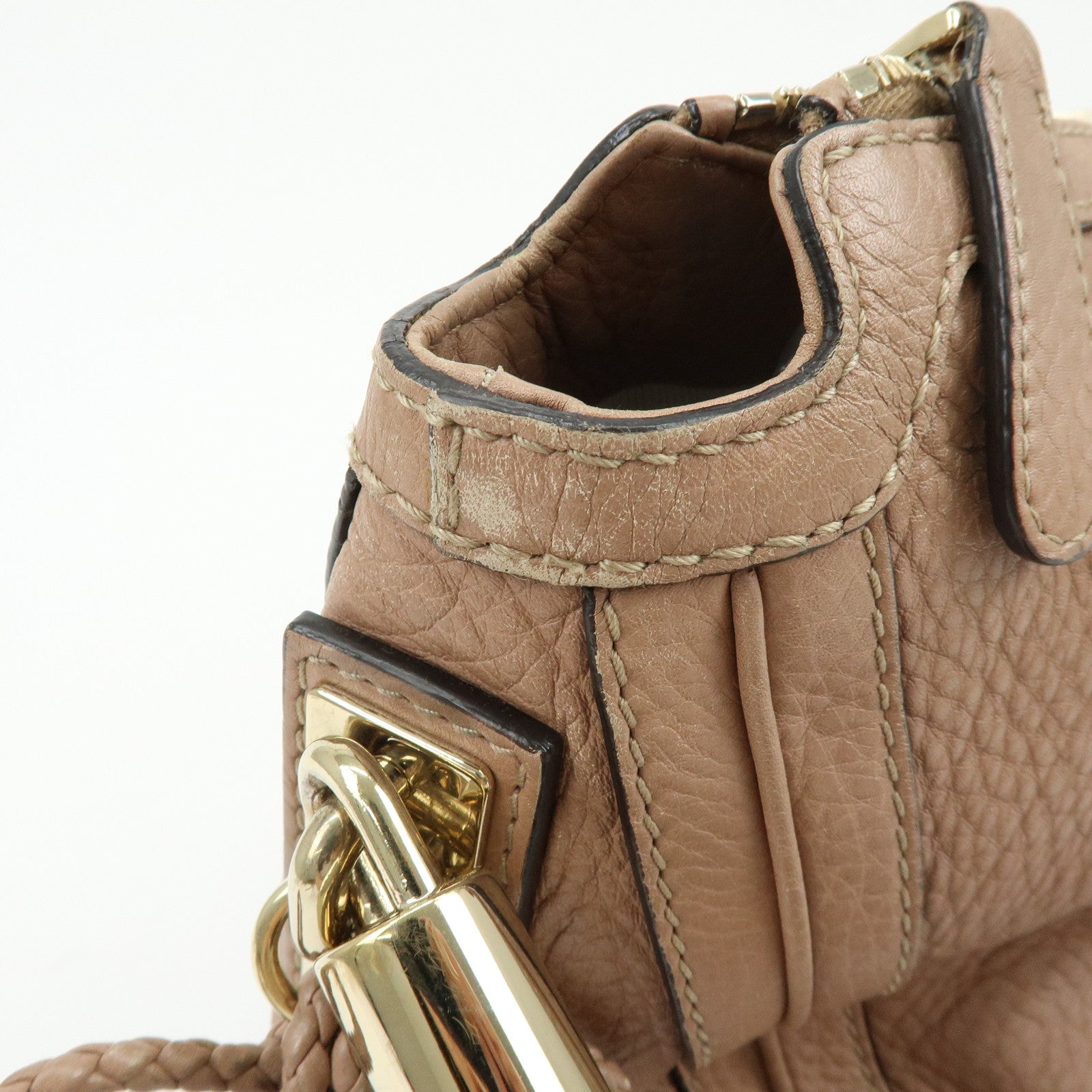 GUCCI Bamboo Leather Shoulder Bag Hand Bag Pink Beige 269949