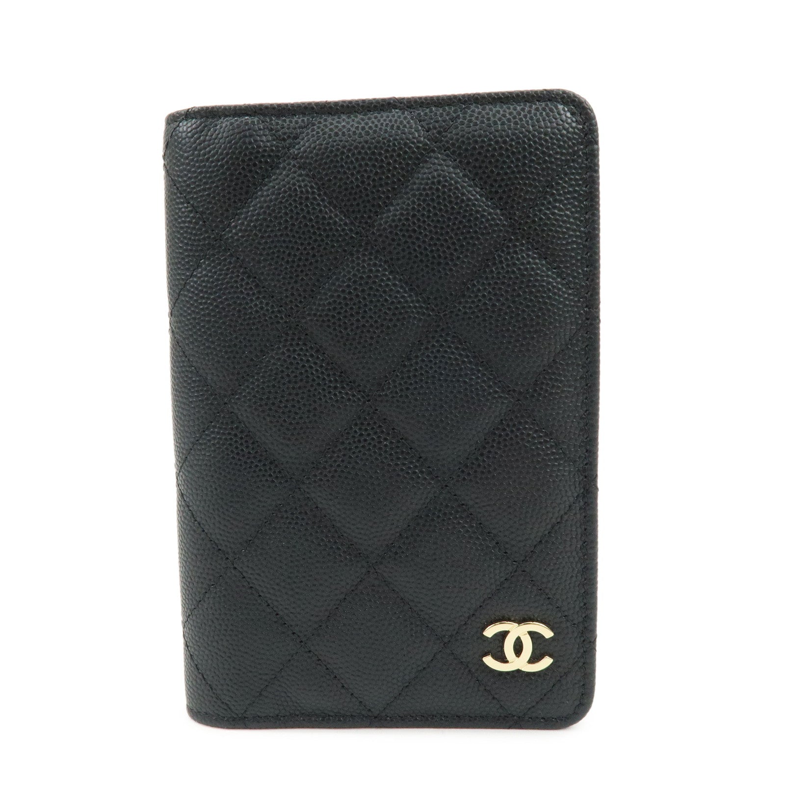 CHANEL COCO Mark Matelasse Caviarskin Agenda Cover Black