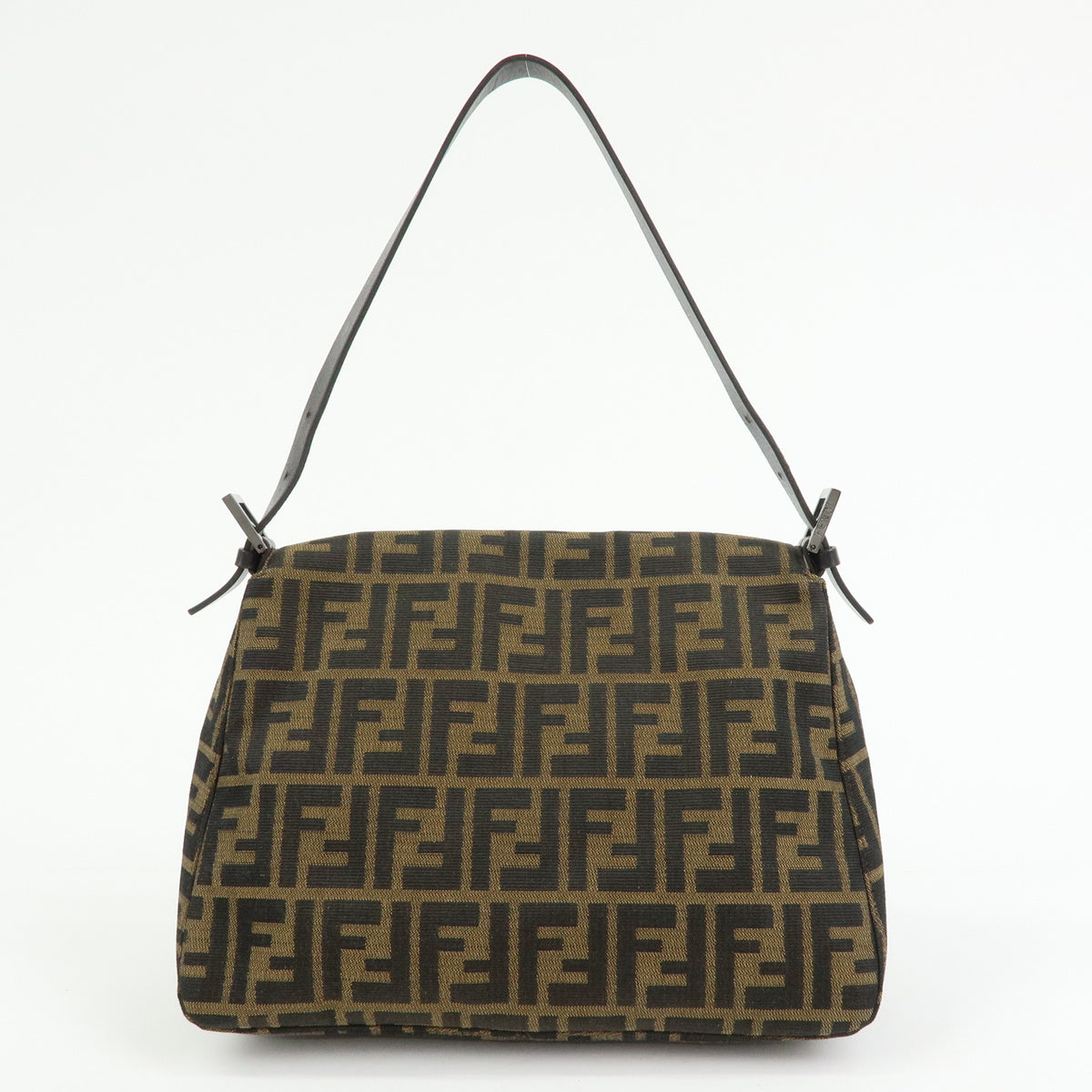 FENDI Mamma Baguette Zucca Canvas Leather Shoulder Bag Brown 8BR001