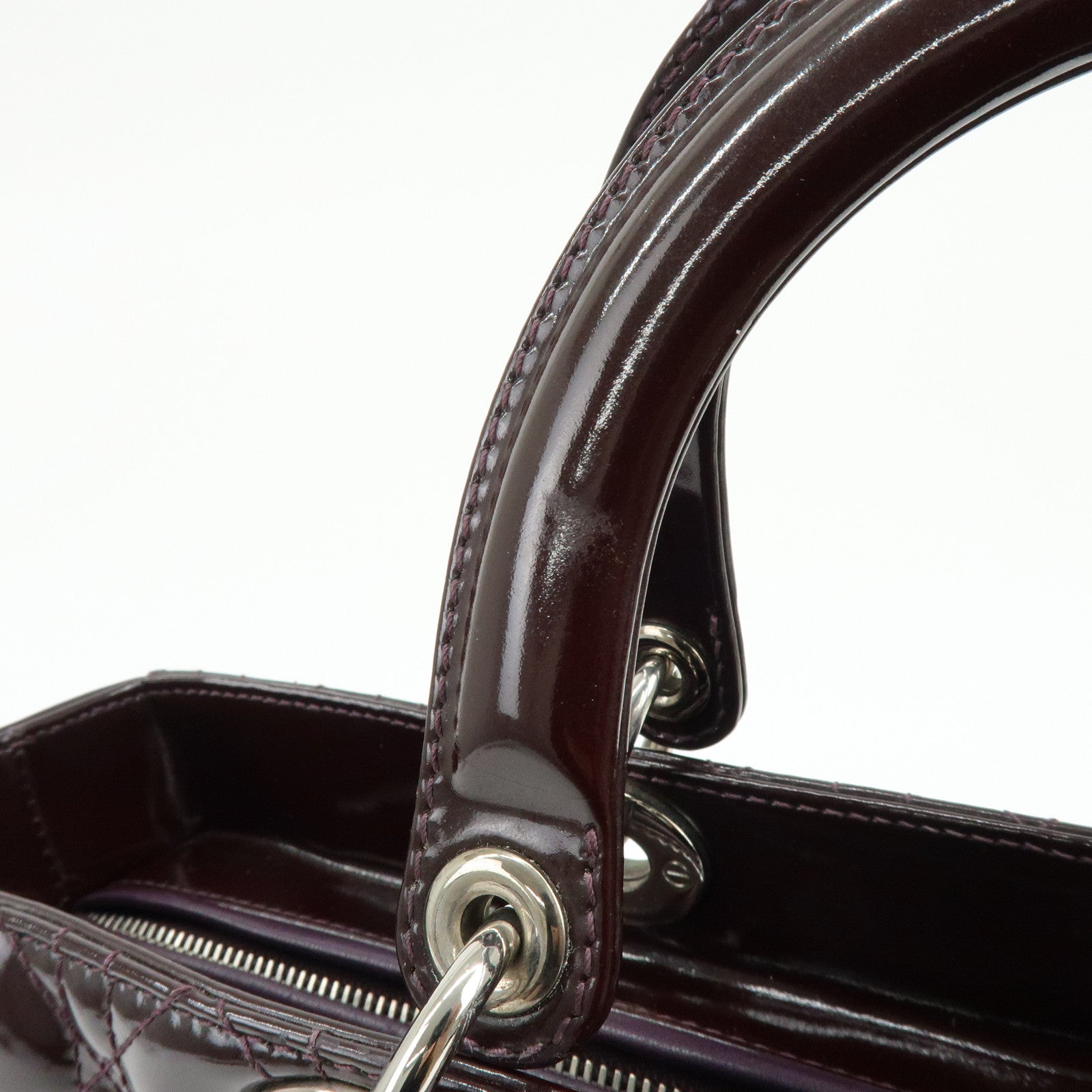 Christian Dior Lady Dior Cannage 2Way Bag Hand Bag Shoulder Bag Purple