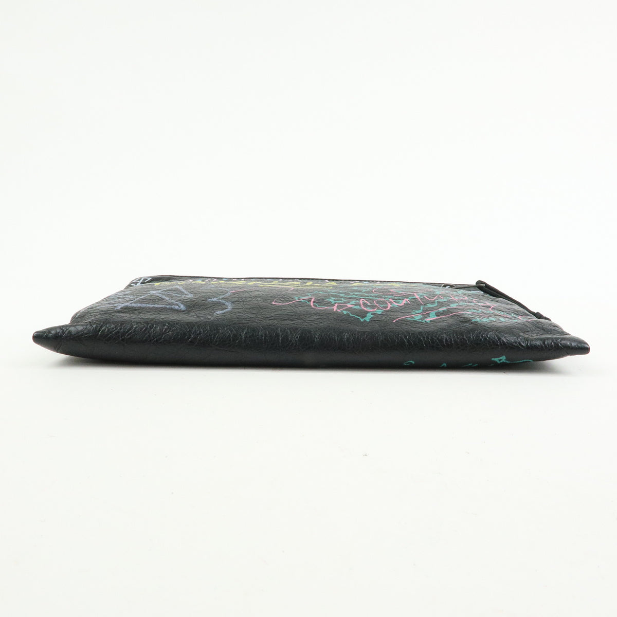 BALENCIAGA Graffiti Leather Clutch Bag Pouch Black Multicolor 459745