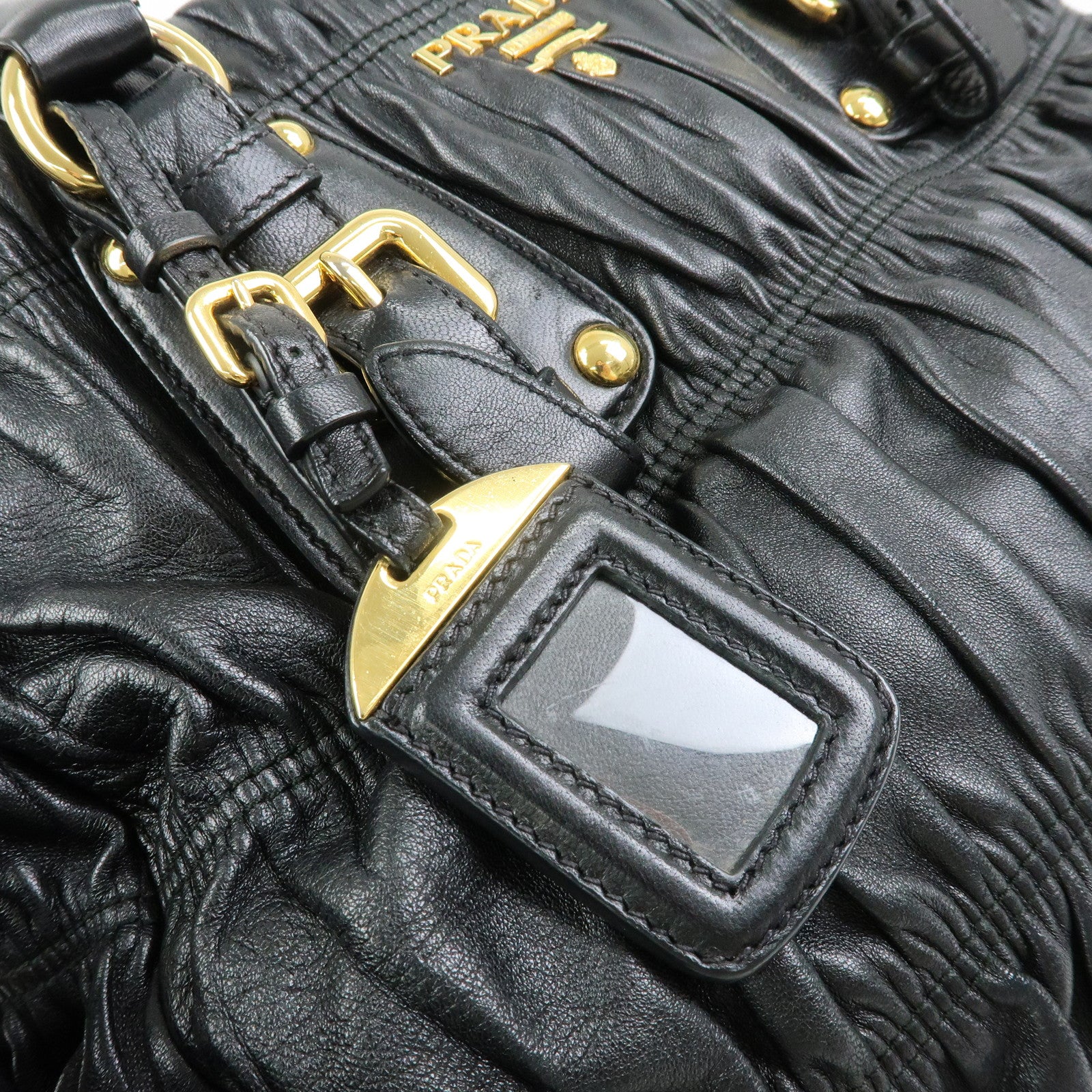 PRADA Logo Nappa Leather 2Way Bag Hand Bag Shoulder Bag Black