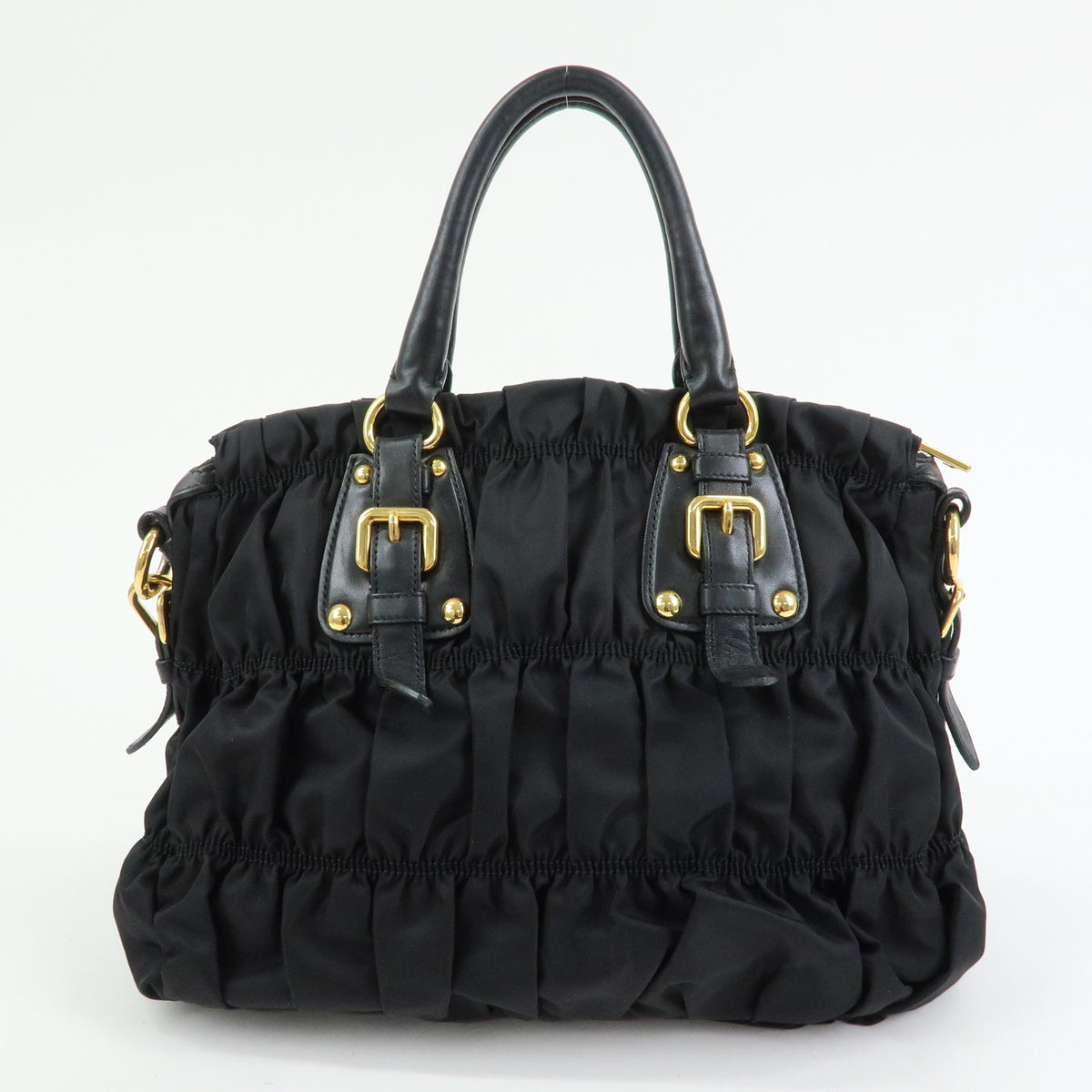 PRADA Nylon Leather TESSUTO GAUFRE 2WAY Tote Shoulder Bag Black BN1792