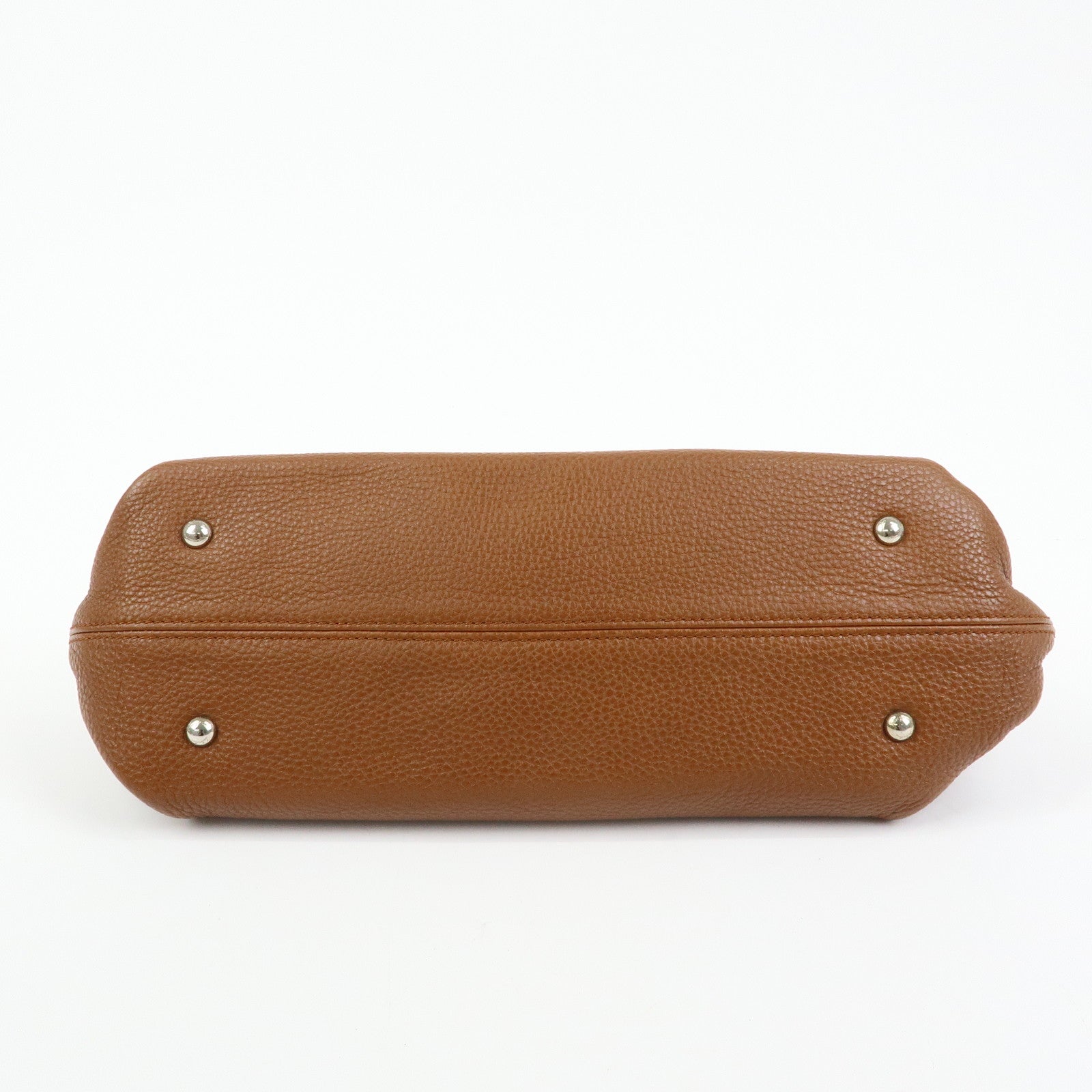 Ferragamo Gancini Leather Shoulder Bag Hand Bag Brown
