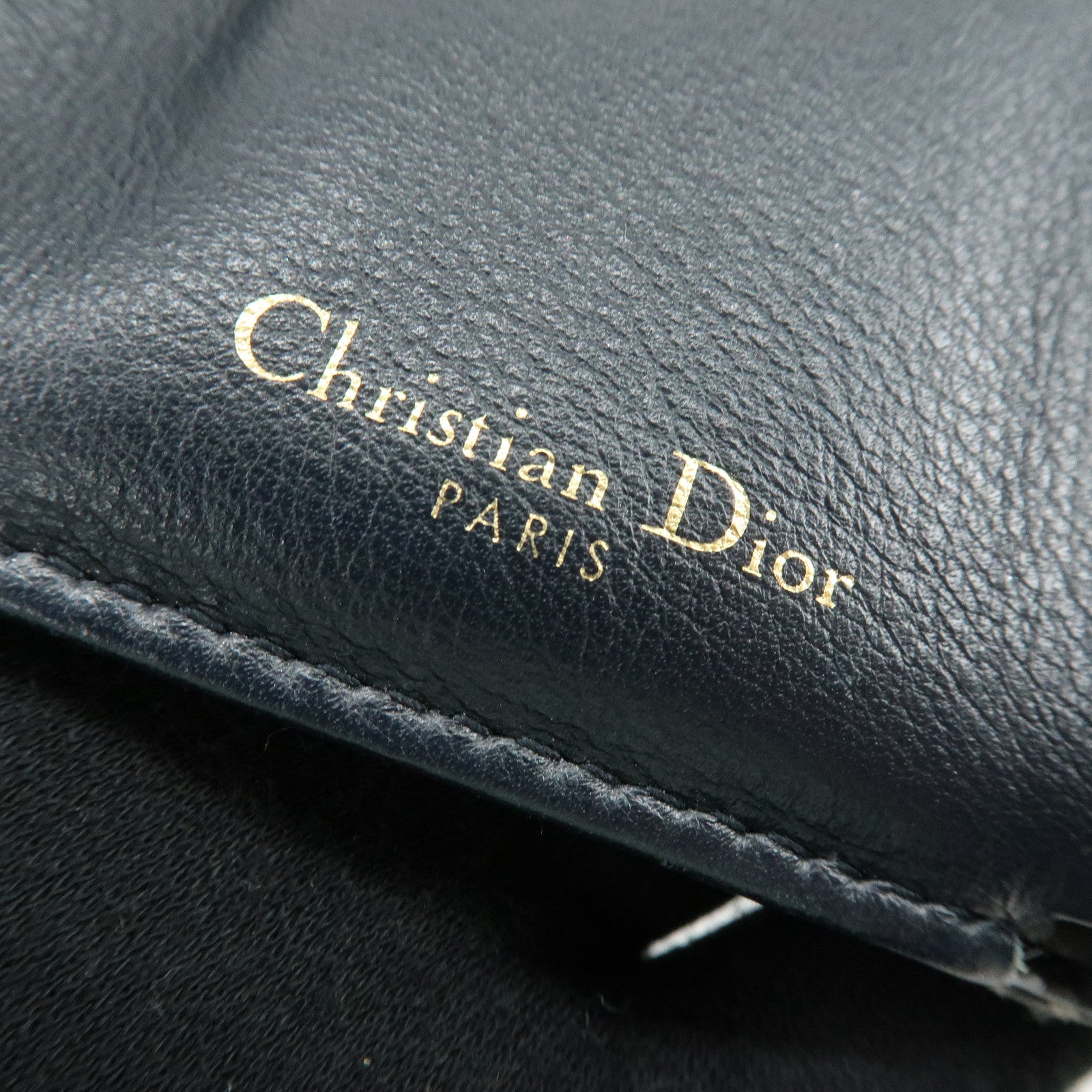 Christian Dior Saddle Oblique Jaquard Leather Tri-fold Wallet Navy