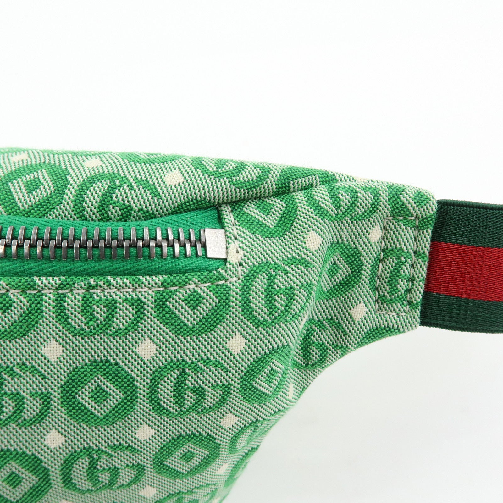 GUCCI Children's Sherry Canvas Leather Body Bag Waist Bag Green 502095