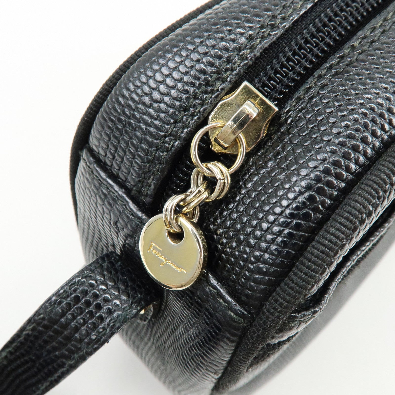 Ferragamo Vara Embossed Leather Shoulder Crossbody Bag Black