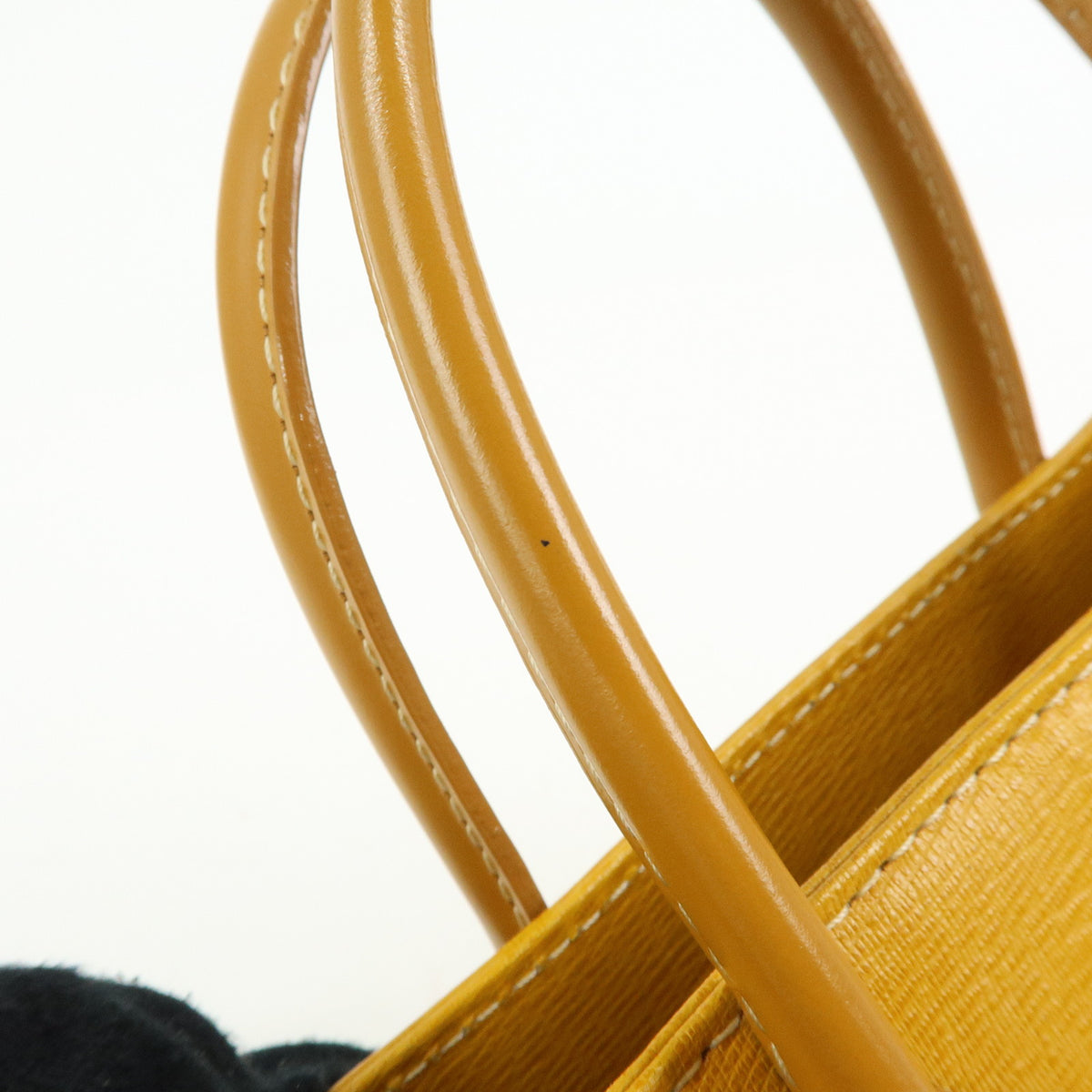 BURBERRY Leather Mini Hand Bag Tote Bag Yellow