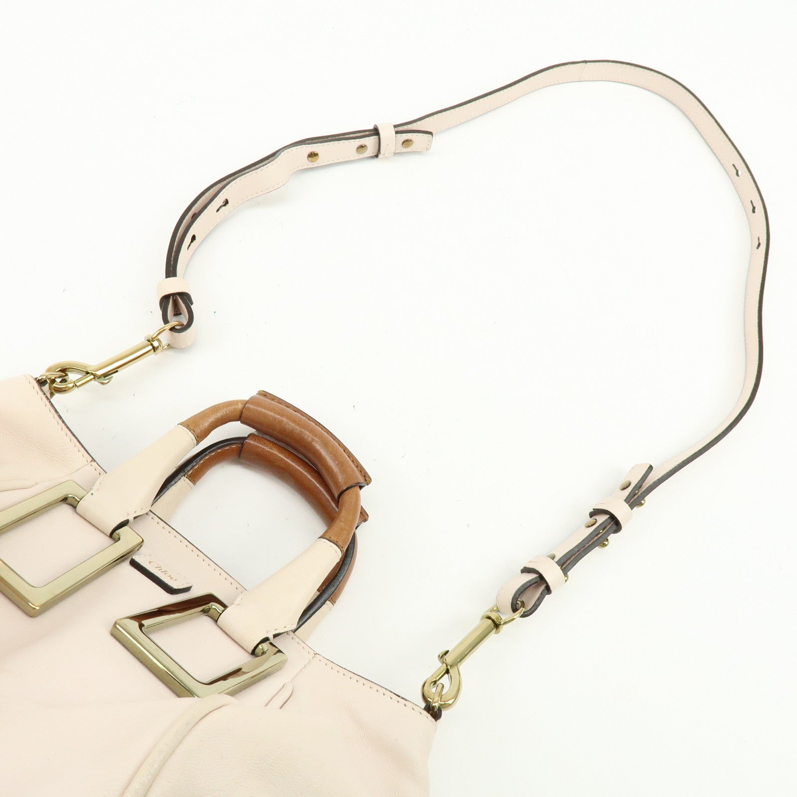 Chloe Ethel Leather 2Way Bag Shoulder Bag Hand Bag Light Beige