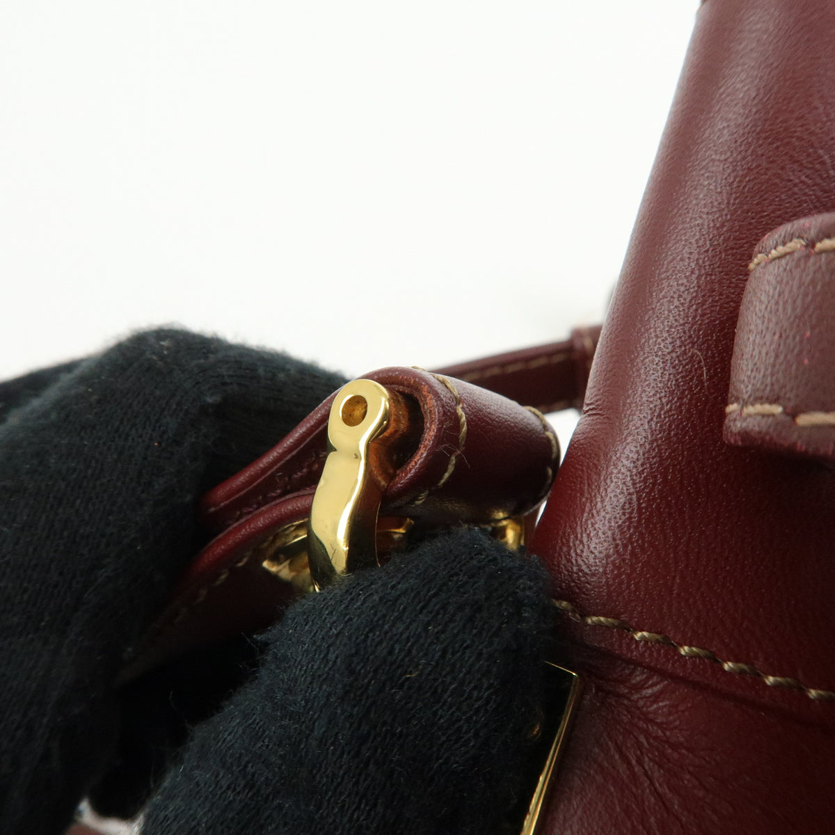 Cartier Must de Cartier Leather Drawstring Mini Shoulder Bag Bordeaux