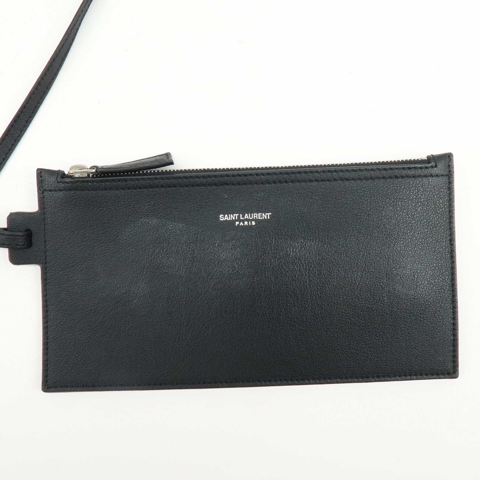 SAINT LAURENT Leather Sac Shopping Tote Bag Shoulder Bag Black 467946
