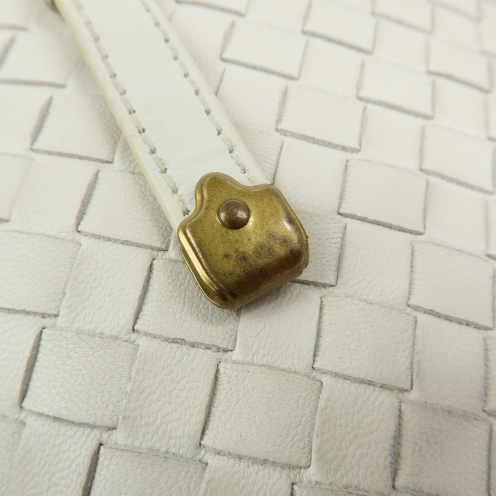 BOTTEGA VENETA Intrecciato Leather Hand Bag Mini Tote Bag White 162937
