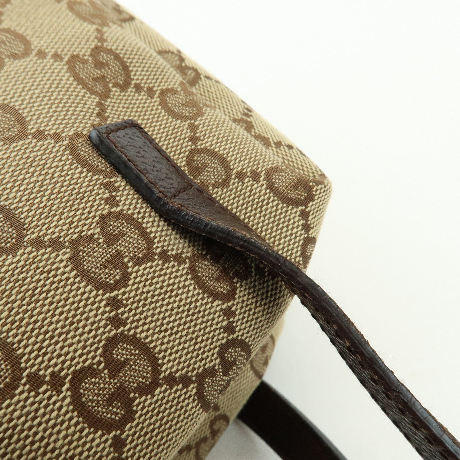 GUCCI GG Canvas Leather Hand Bag Mini Boston Bag Beige Brown 124542