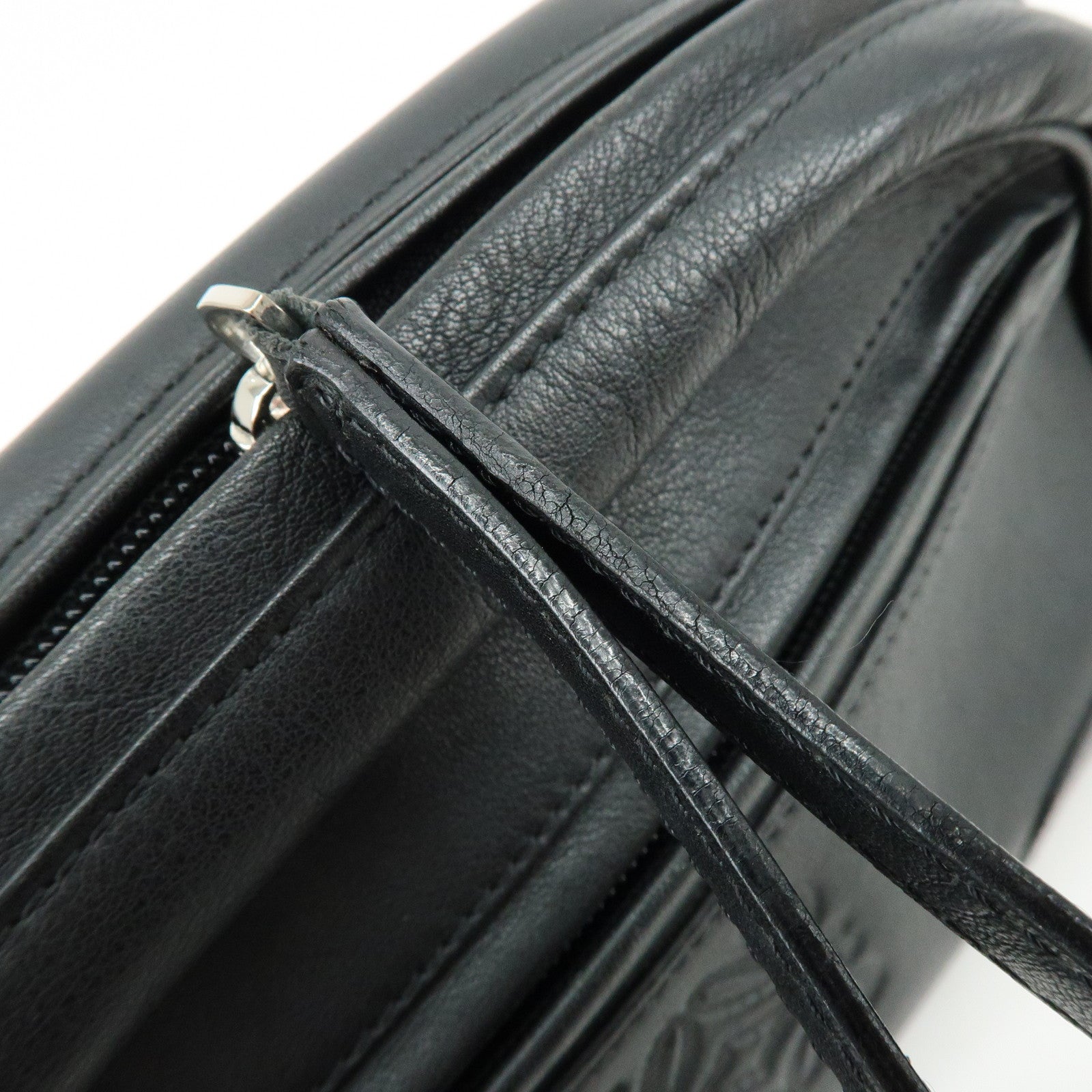 LOEWE Anagram Leather Clutch Bag Pouch Wristlet Bag Black