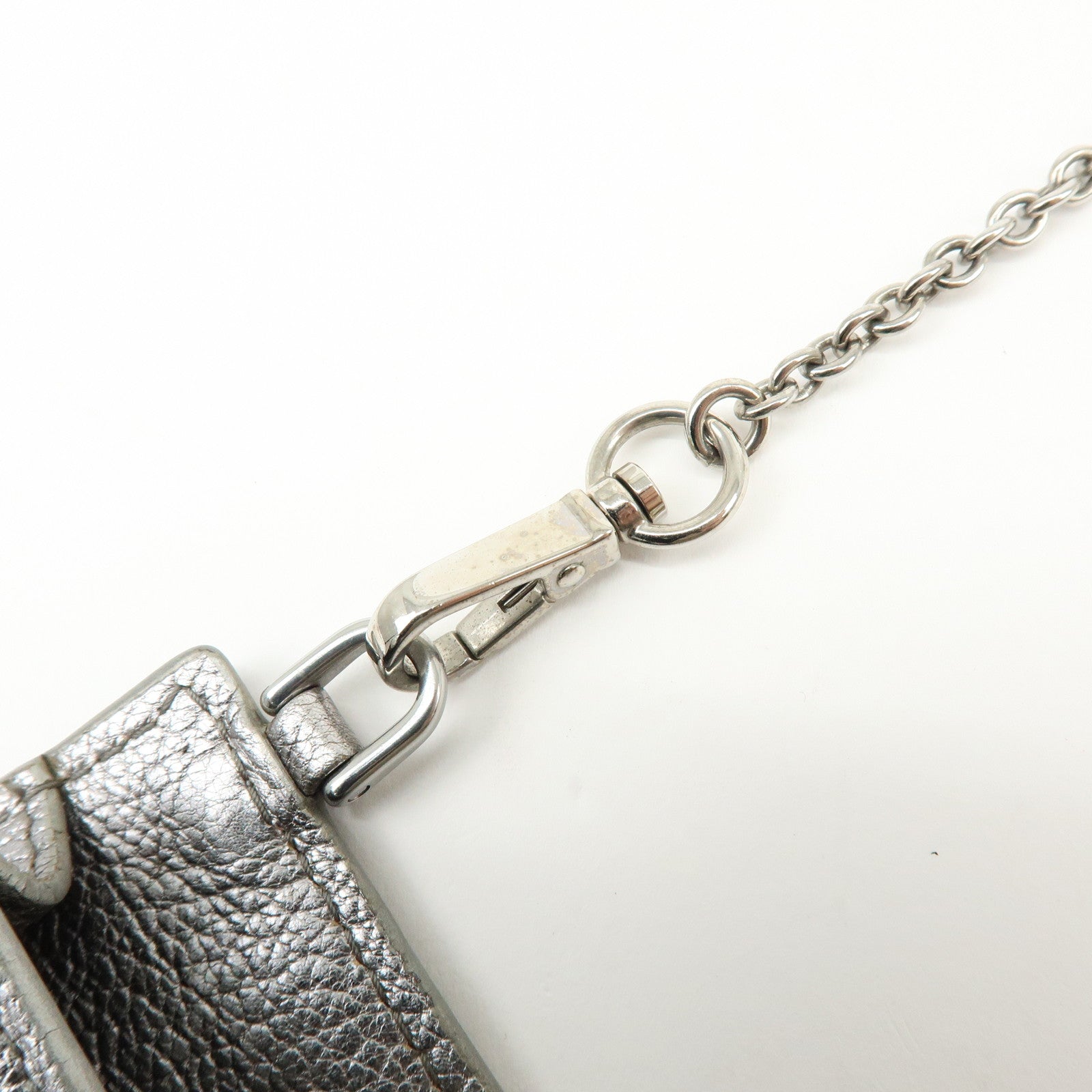 MIU MIU Madras Leather Studs Shoulder Bag Crossbody Phone Pouch Silver