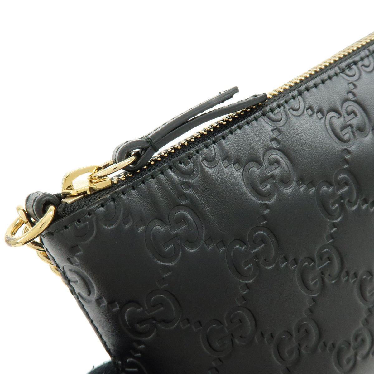 GUCCI Guccissima Leather Chain Shoulder Bag Accessory Pouch 428449