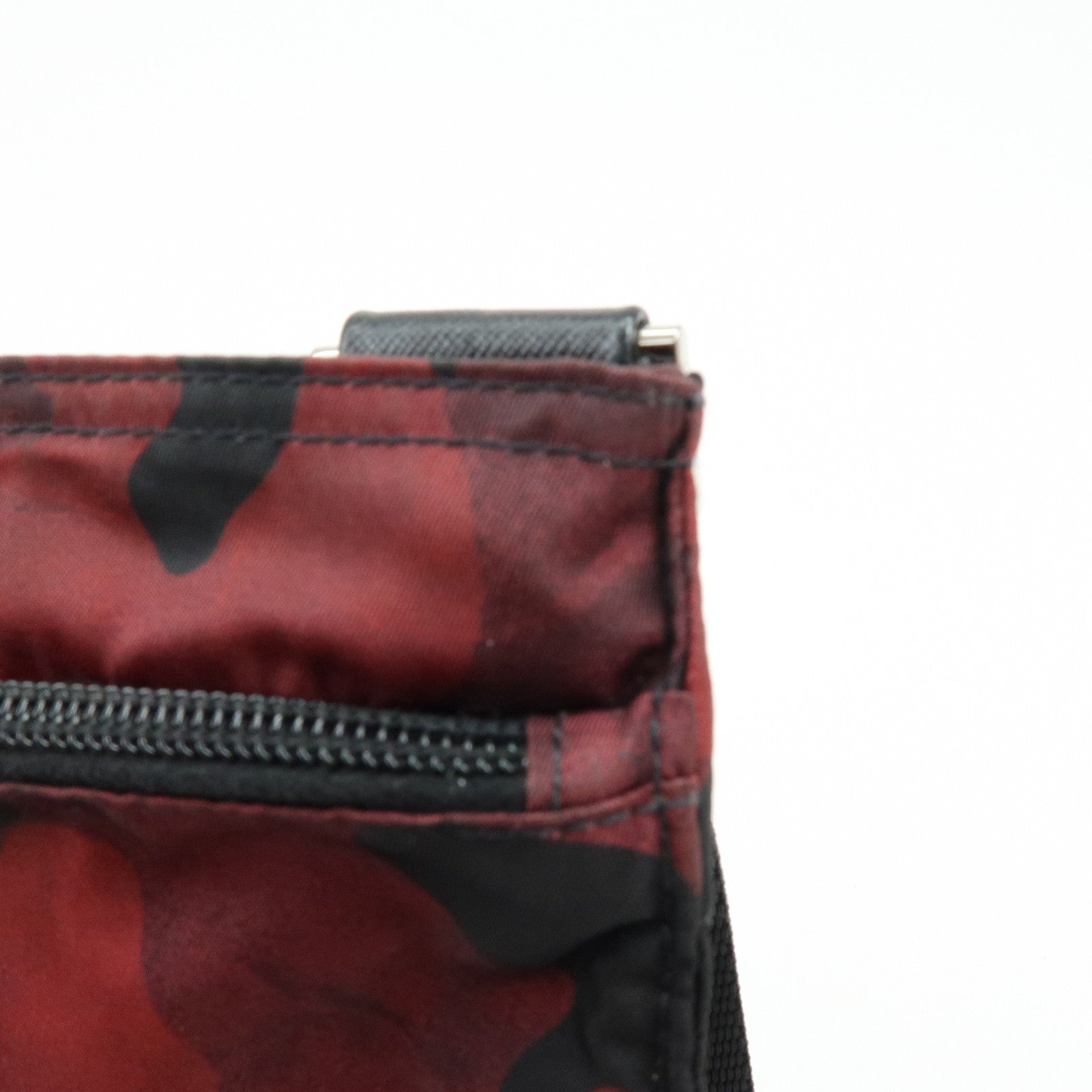 PRADA Triangle Logo Nylon Shoulder Crossbody Bag Camouflage Red BT0978