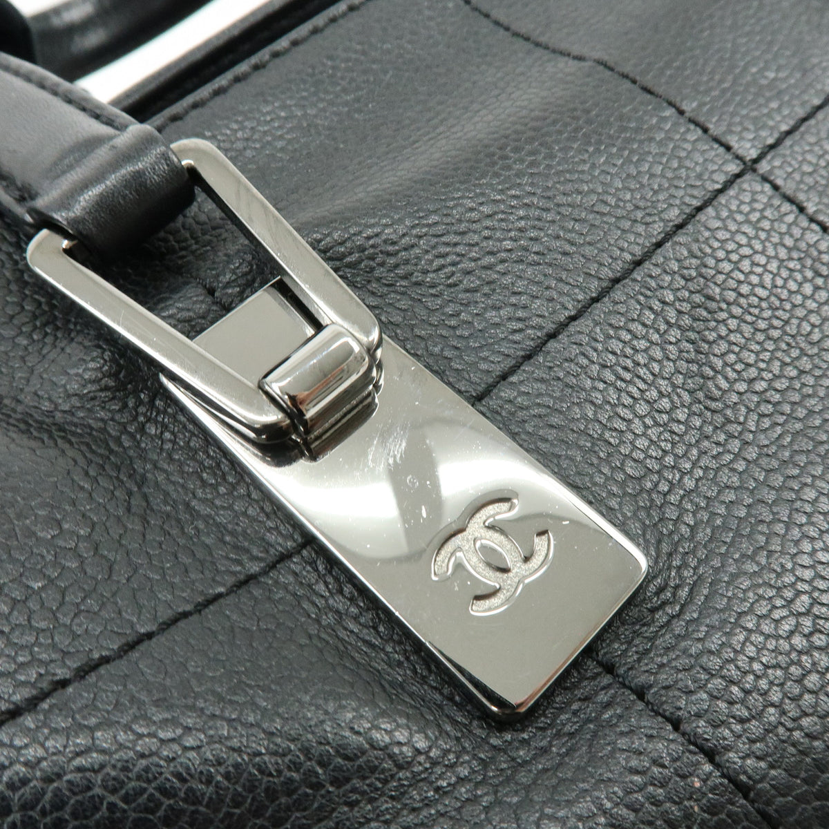 CHANEL Chocolate Bar COCO Mark Caviarskin Hand Bag Mini Boston Bag