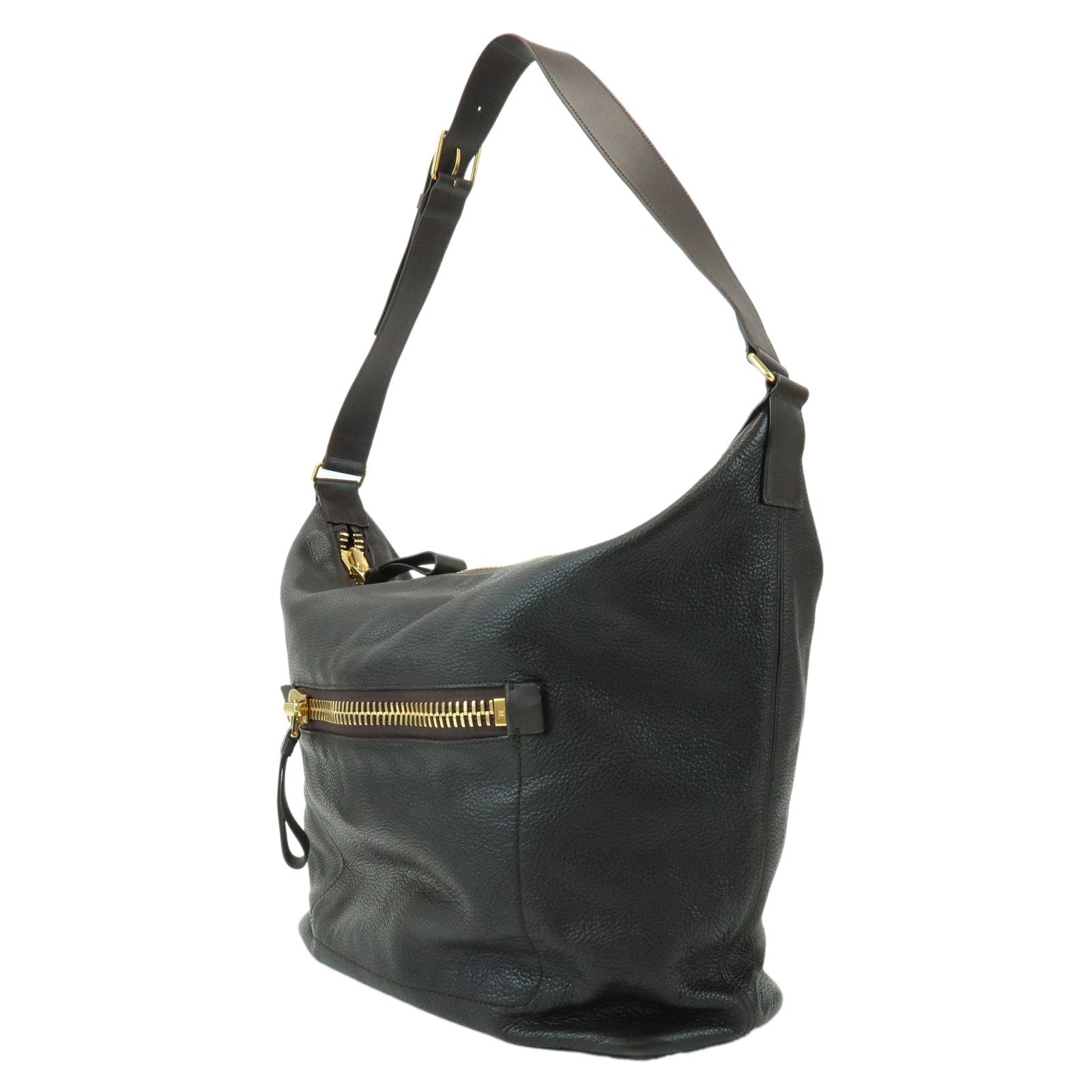 TOM FORD Leather Shoulder Bag Crossbody Bag Black