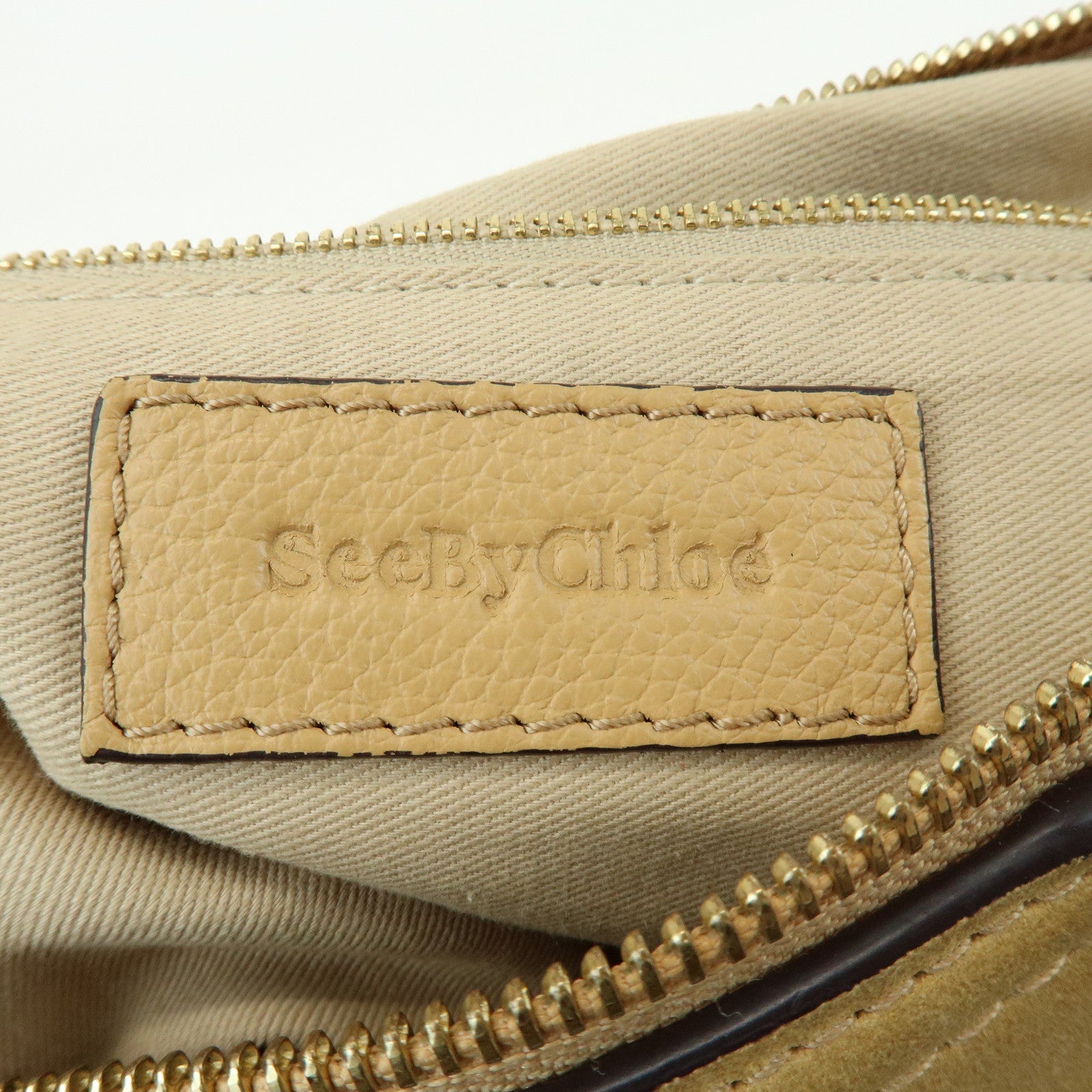 Chloe See by Chloe Joan Leather Suede 2Way Bag Hand Bag Beige