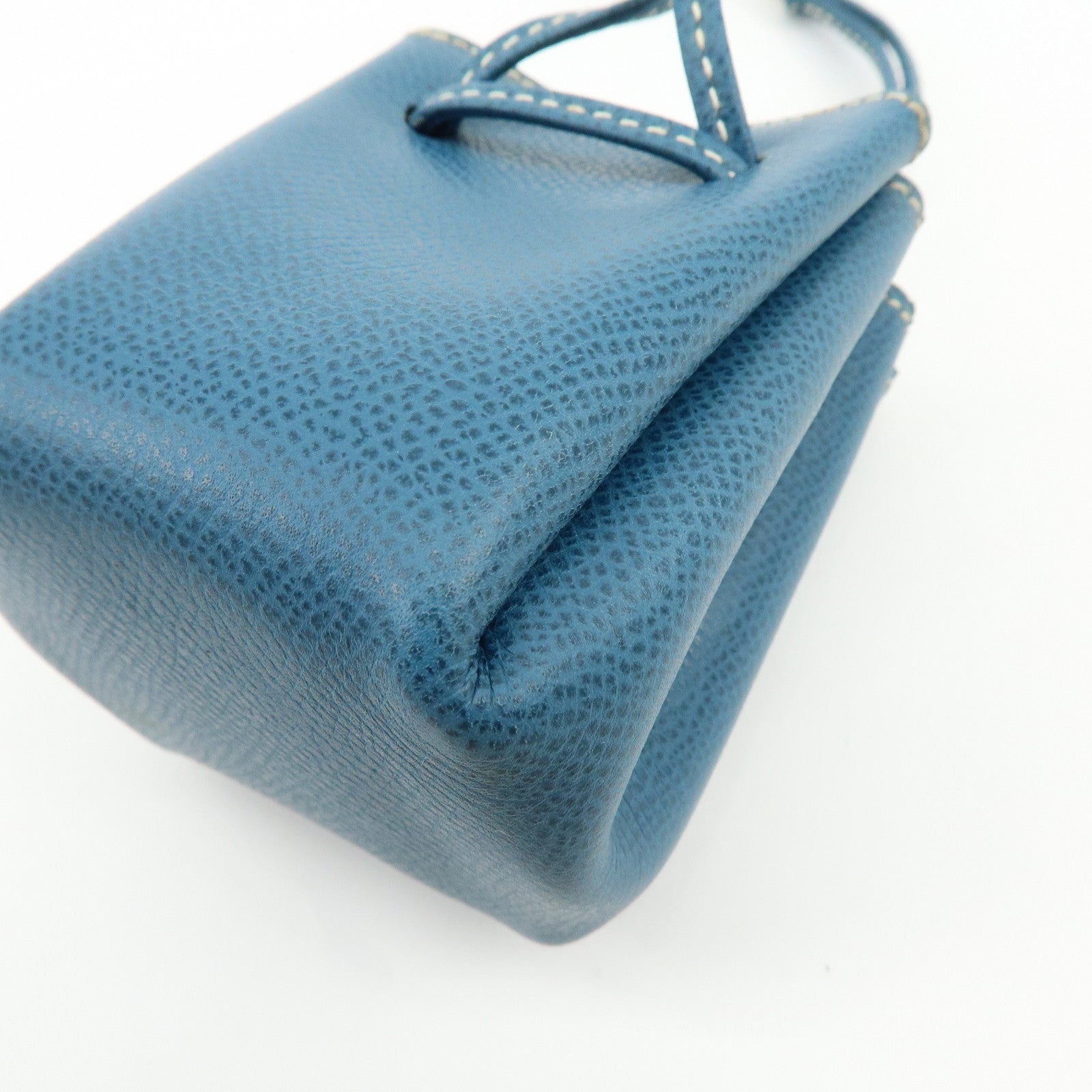 HERMES Courchevel Leather Pouch Blue Jean □G Stamped Blue Jean