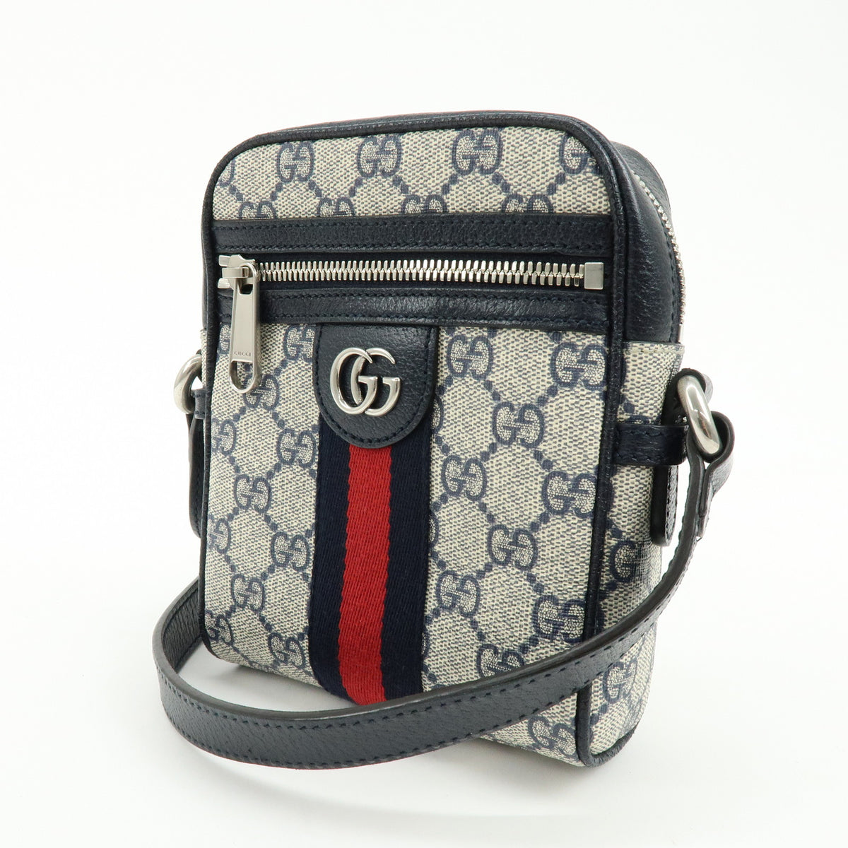 GUCCI Ophidia Sherry GG Supreme Leather Shoulder Bag Dark Navy 598127