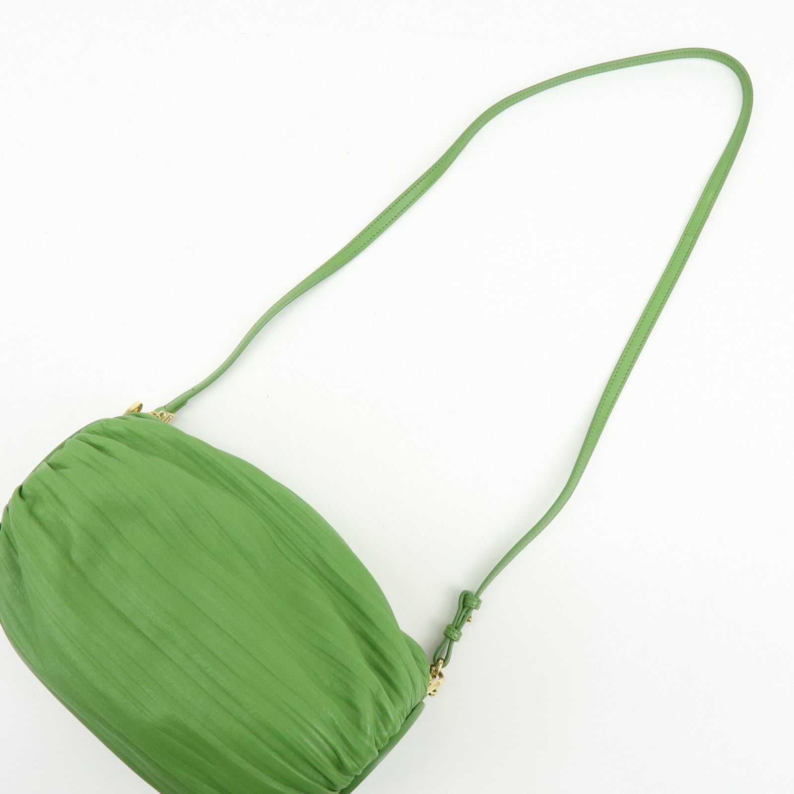 LOEWE Anagram Nappa Leather Shoulder Bag Bracelet Pouch Green