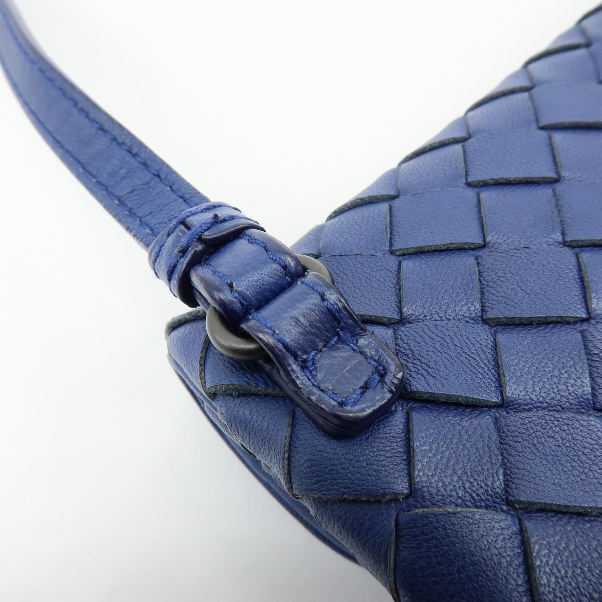 BOTTEGA VENETA Intrecciato Leather Shoulder Bag Crossbody Bag Blue