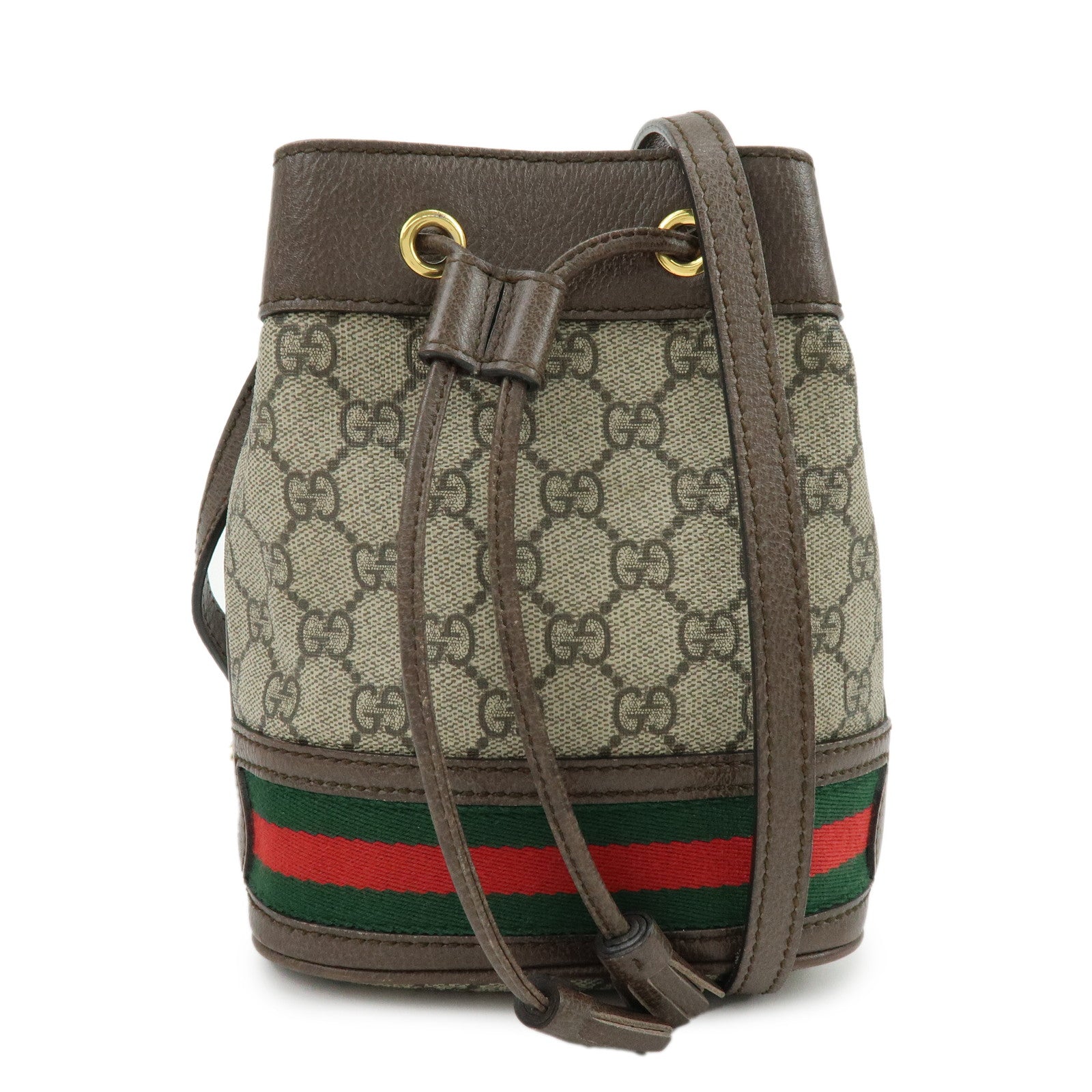 GUCCI Ophidia Sherry GG Supreme Leather Mini Bucket Bag 550620