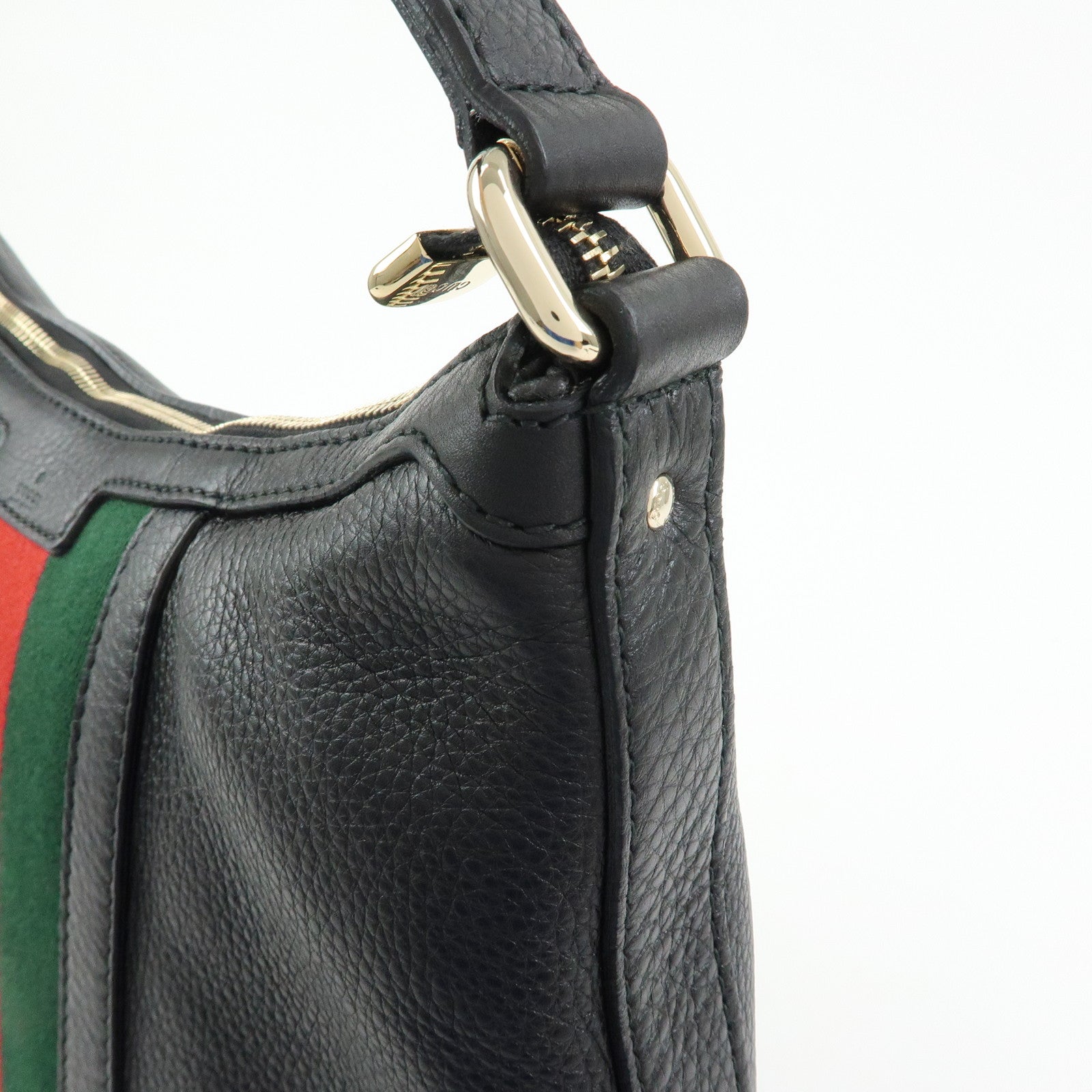 GUCCI Sherry Leather Shoulder Bag Hobo Bag Tote Bag Black 257084