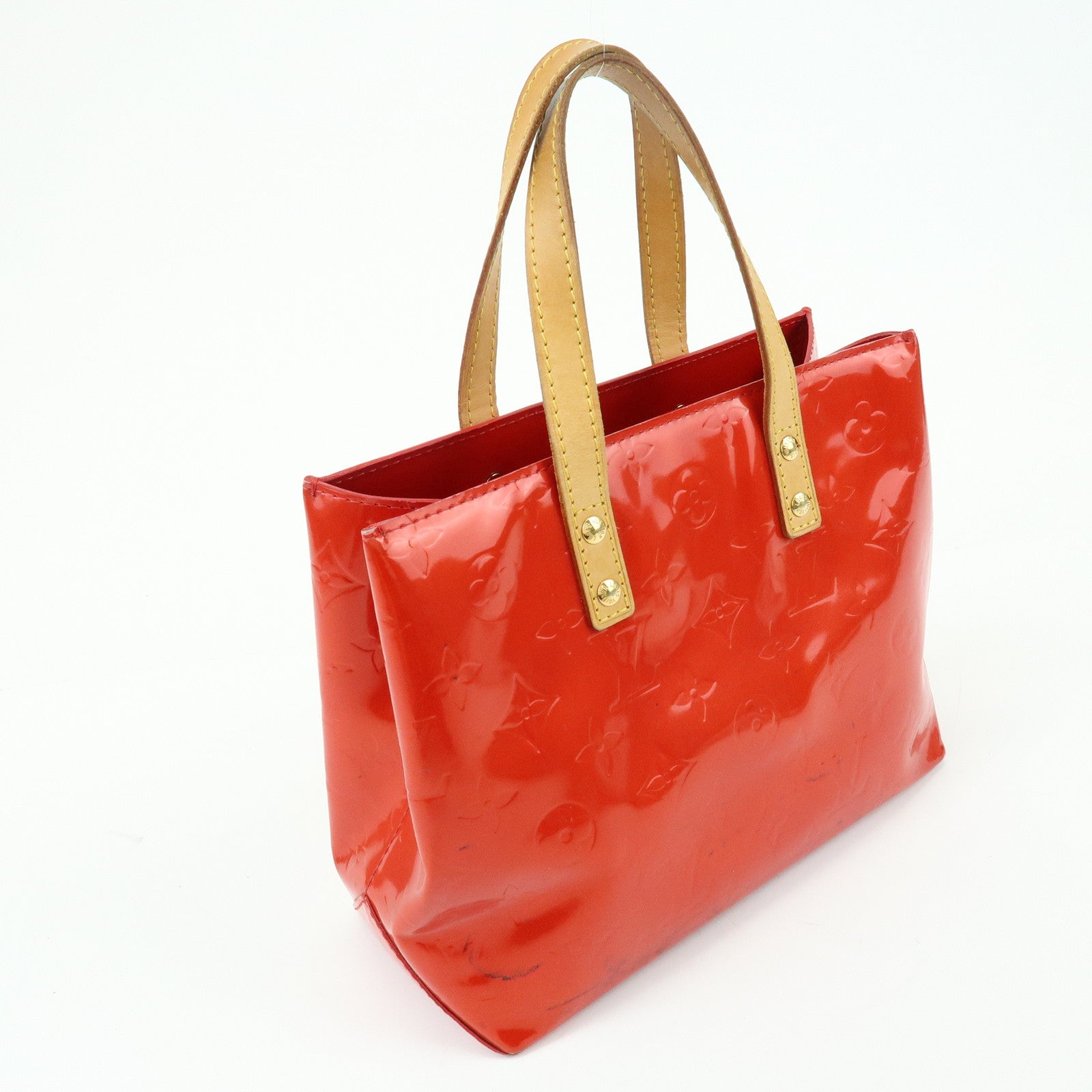 Louis Vuitton Monogram Vernis Reade PM Hand Bag Rouge M91088
