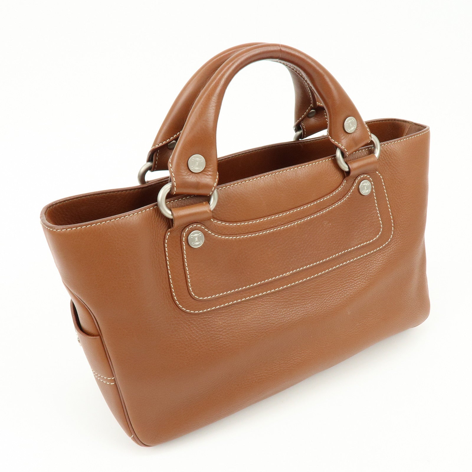 CELINE Boogie Bag Leather Hand Bag Tote Bag Brown