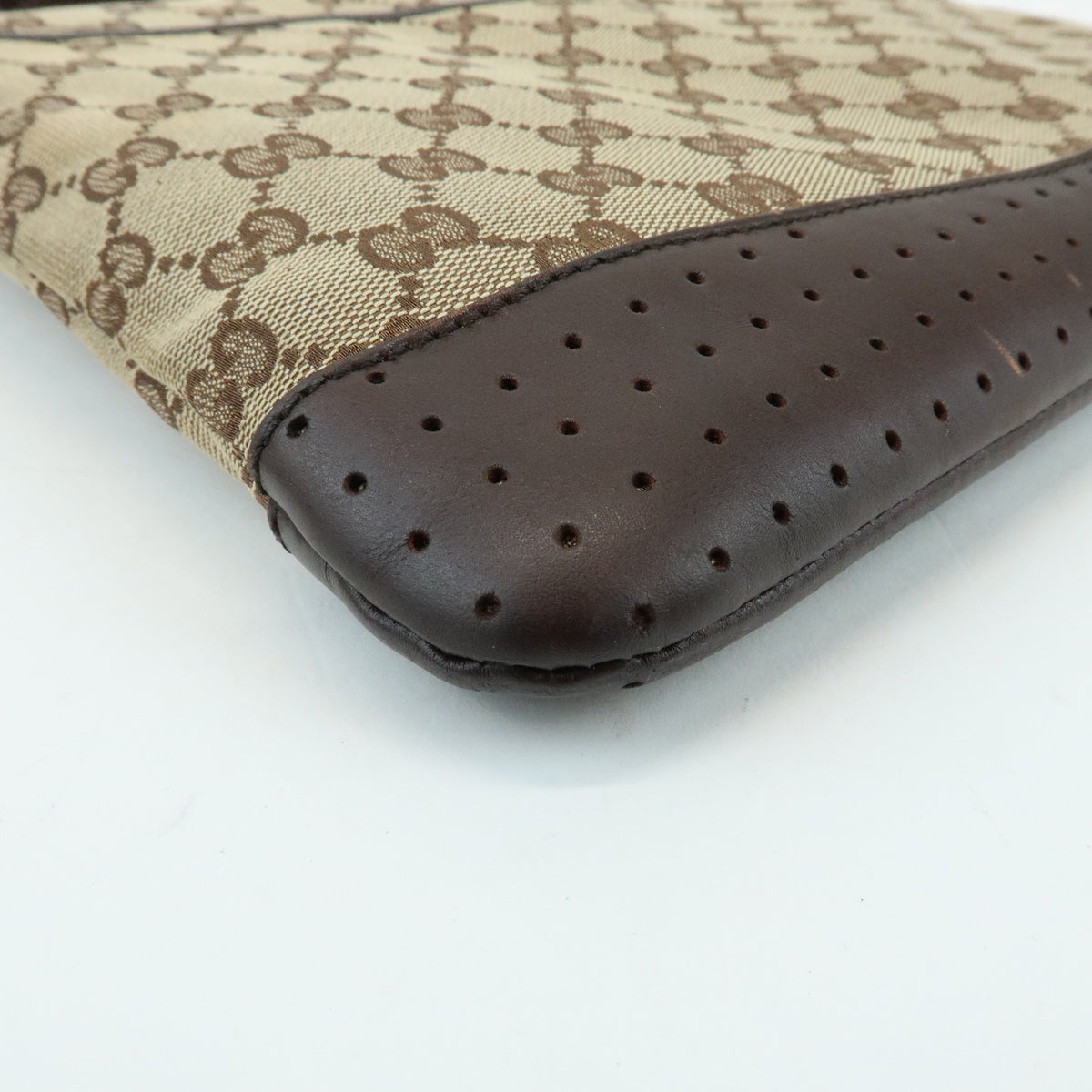 GUCCI GG Canvas Leather Shoulder Bag Crossbody Bag Beige Brown 145857