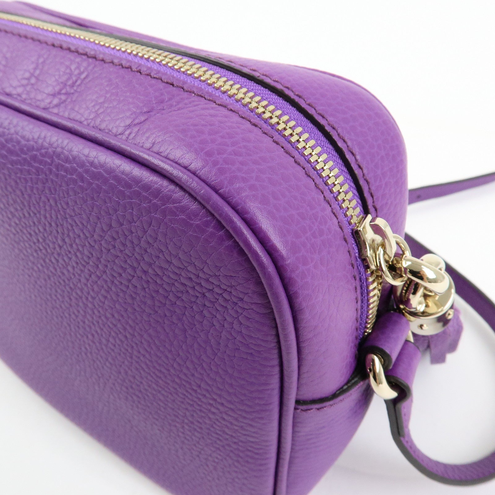 GUCCI SOHO Interlocking G Leahter Disco Bag Shoulder Bag Purple 308364