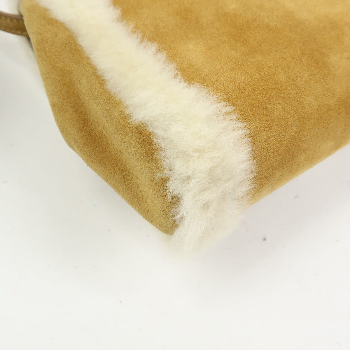 VERSACE Meduca Suede Fur 2Way Bag Hand Shoulder Bag Beige