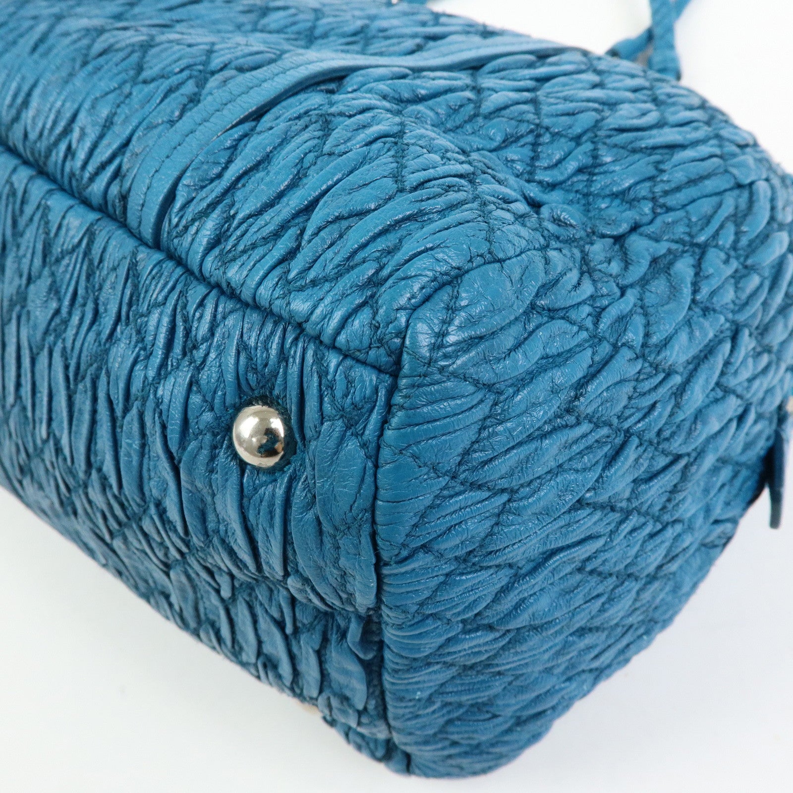 MIU MIU Matelasse Cloquet Nappa Leather Chain Shoulder Bag Turquoise