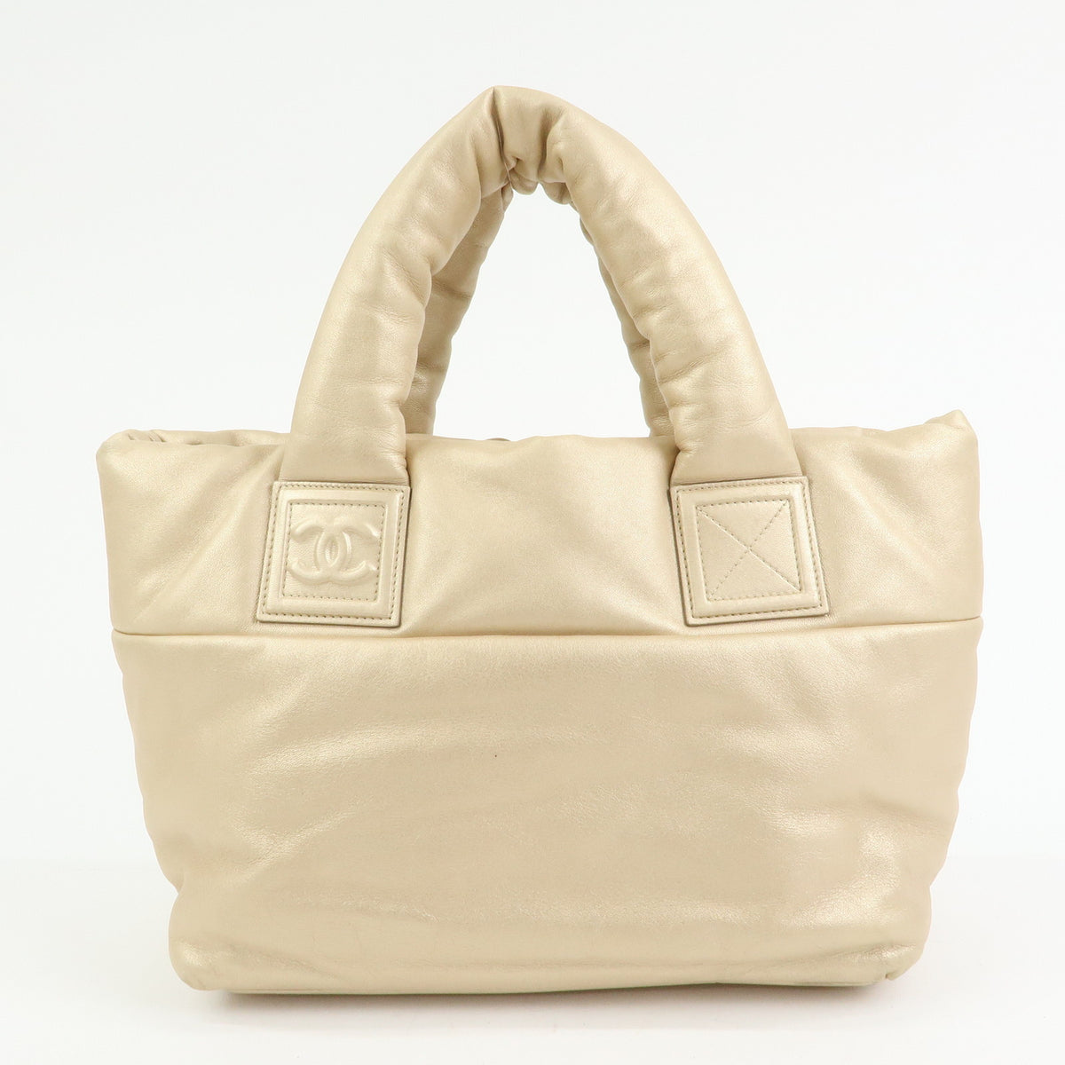 CHANEL COCO Cocoon Nylon Leather Medium Tote Bag Hand Bag Gold A48611