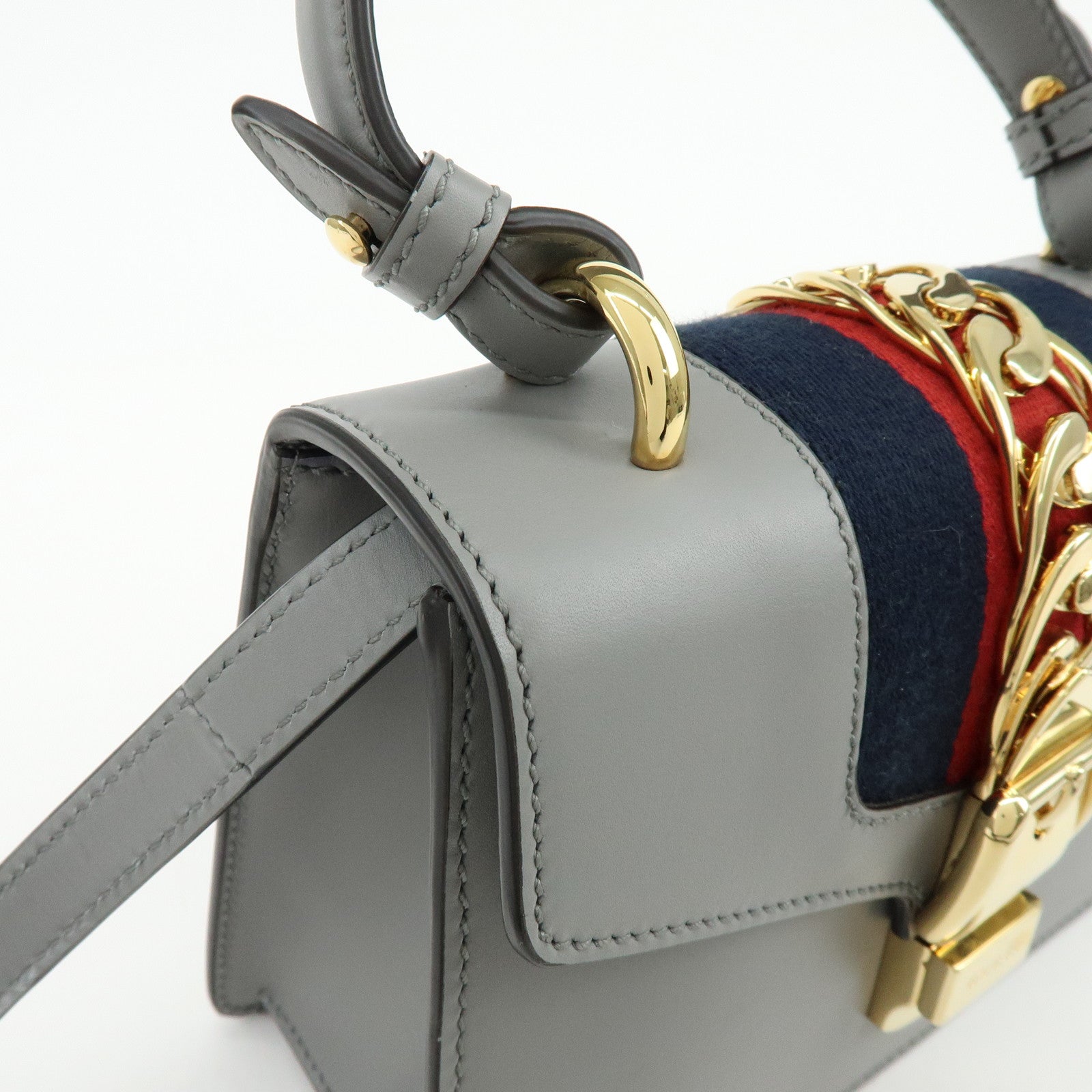 GUCCI Sylvie Sherry Leather 2Way Hand Bag Shoulder Bag Black 470270