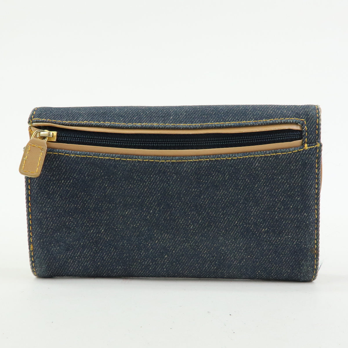 Christian Dior Saddle Denim Leather Bi-fold Long Wallet Blue
