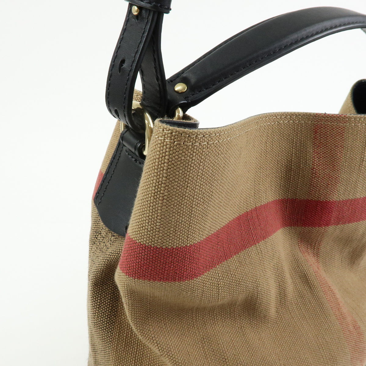 BURBERRY Nova Plaid Ashby Canvas Leather 2Way Bag Shoulder Bag Black