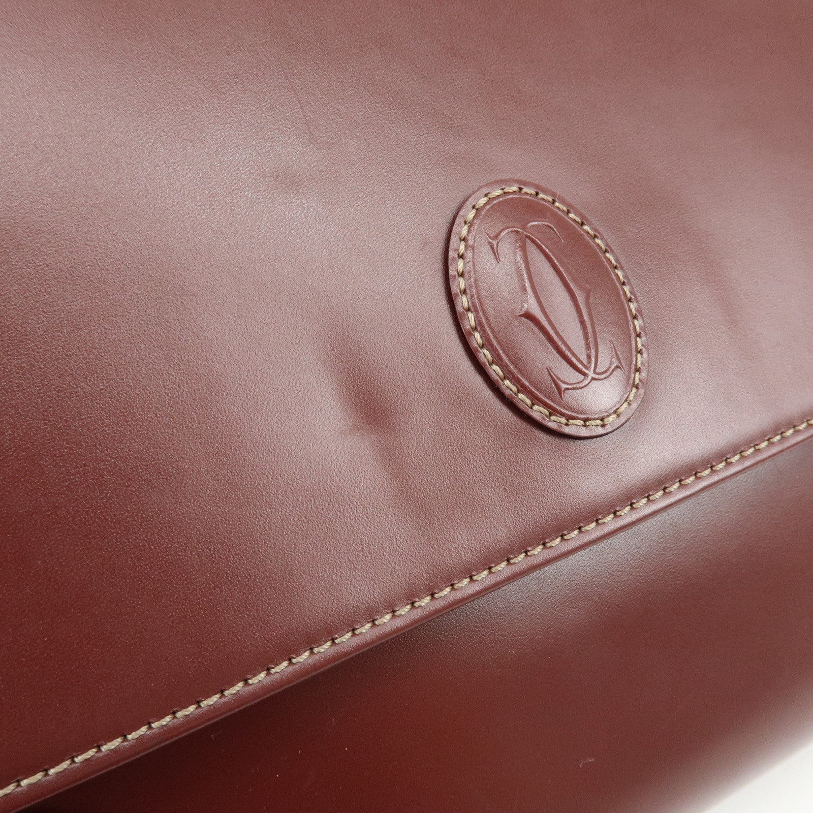 Cartier Must de Cartier Leather Clutch Bag Flat Pouch Bordeaux