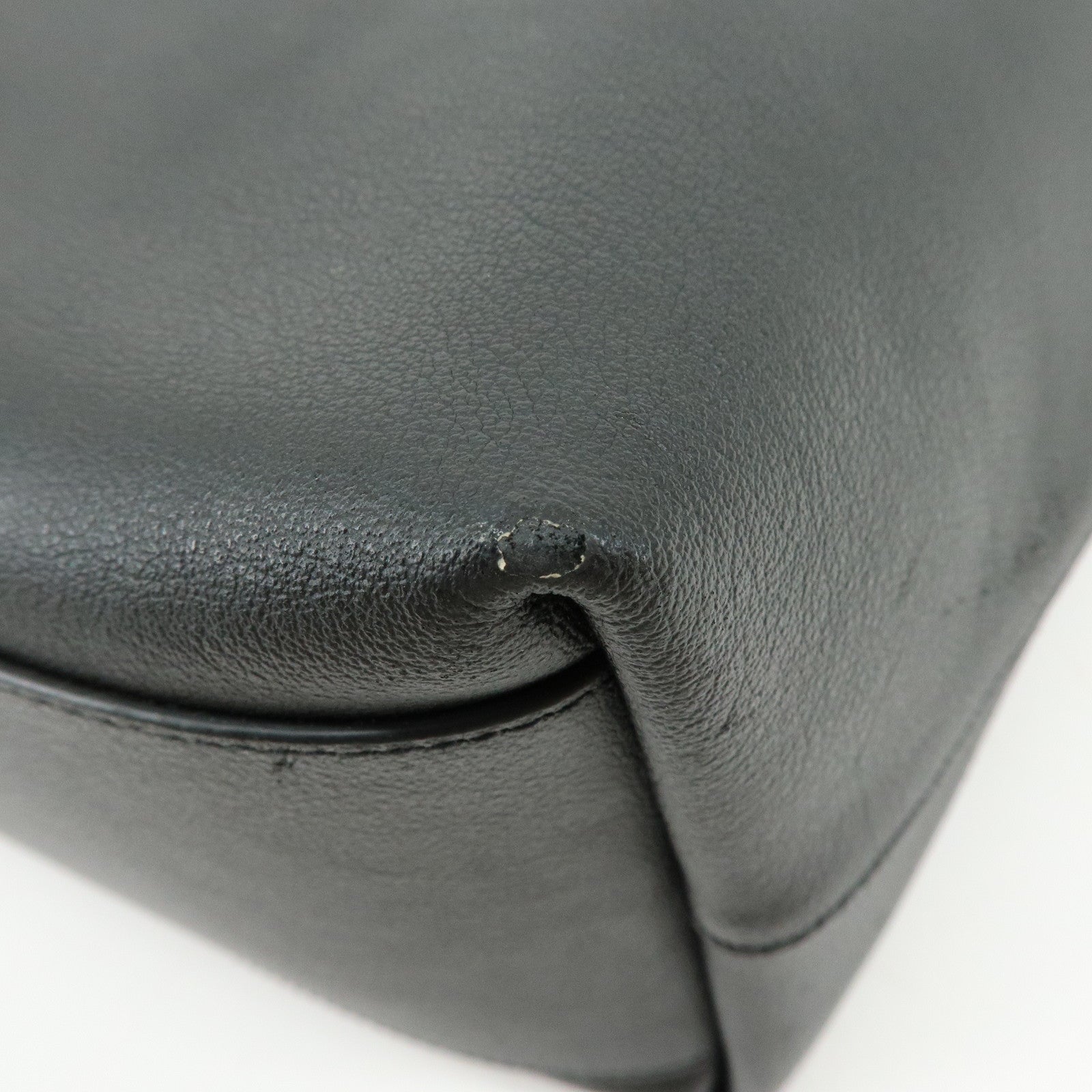 SAINT LAURENT Leather Sac Shopping Tote Bag Shoulder Bag Black 467946