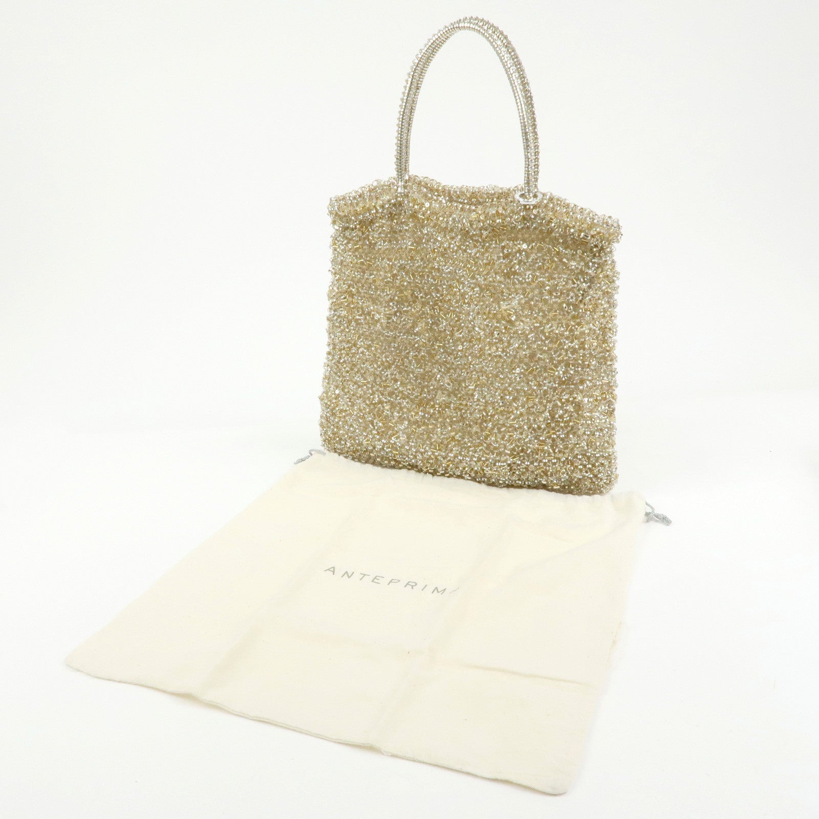 ANTEPRIMA Set of 2 PVC Wire Bag Hand Bag Tote Bag Brown Gold