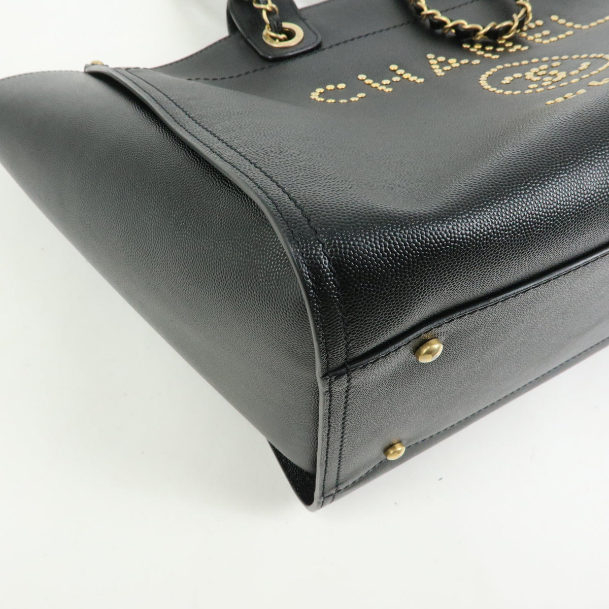 CHANEL Deauville GM Caviarskin 2Way Tote Bag Shoulder Bag Black A66941