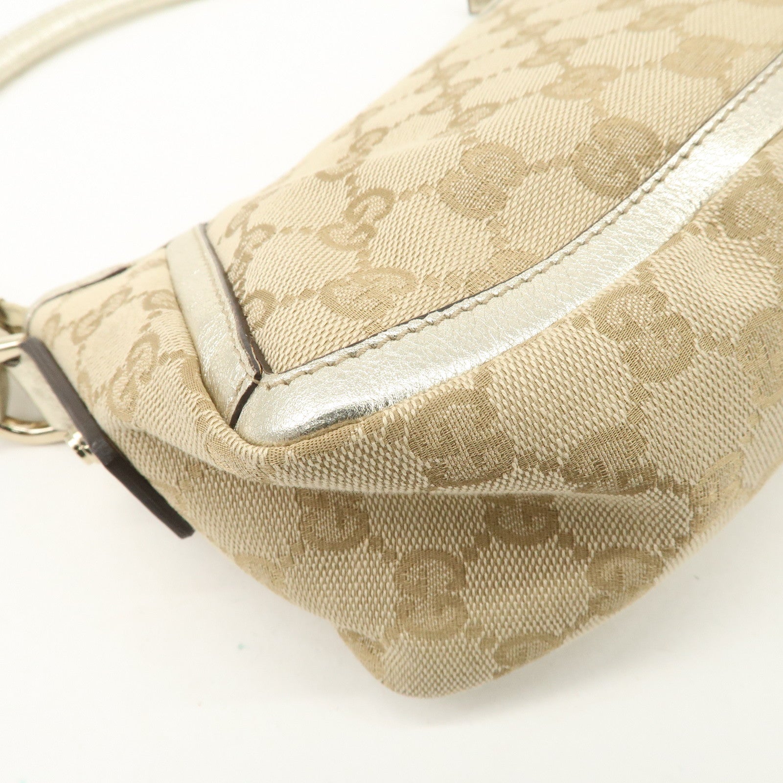 GUCCI Abbey GG Canvas Leather Shoulder Bag Beige Ivory 130939 Used