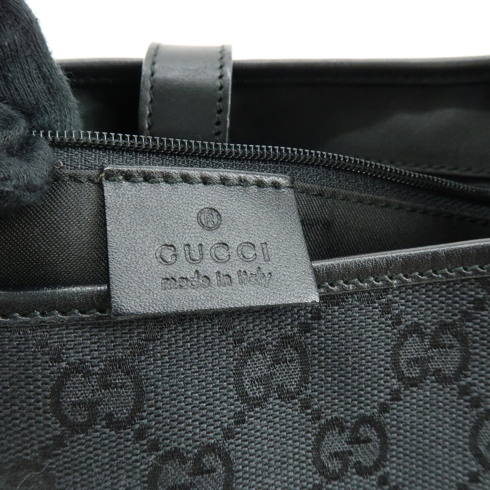 GUCCI Jackie GG Canvas Leather Shoulder Bag Hand Bag Black 001 3306