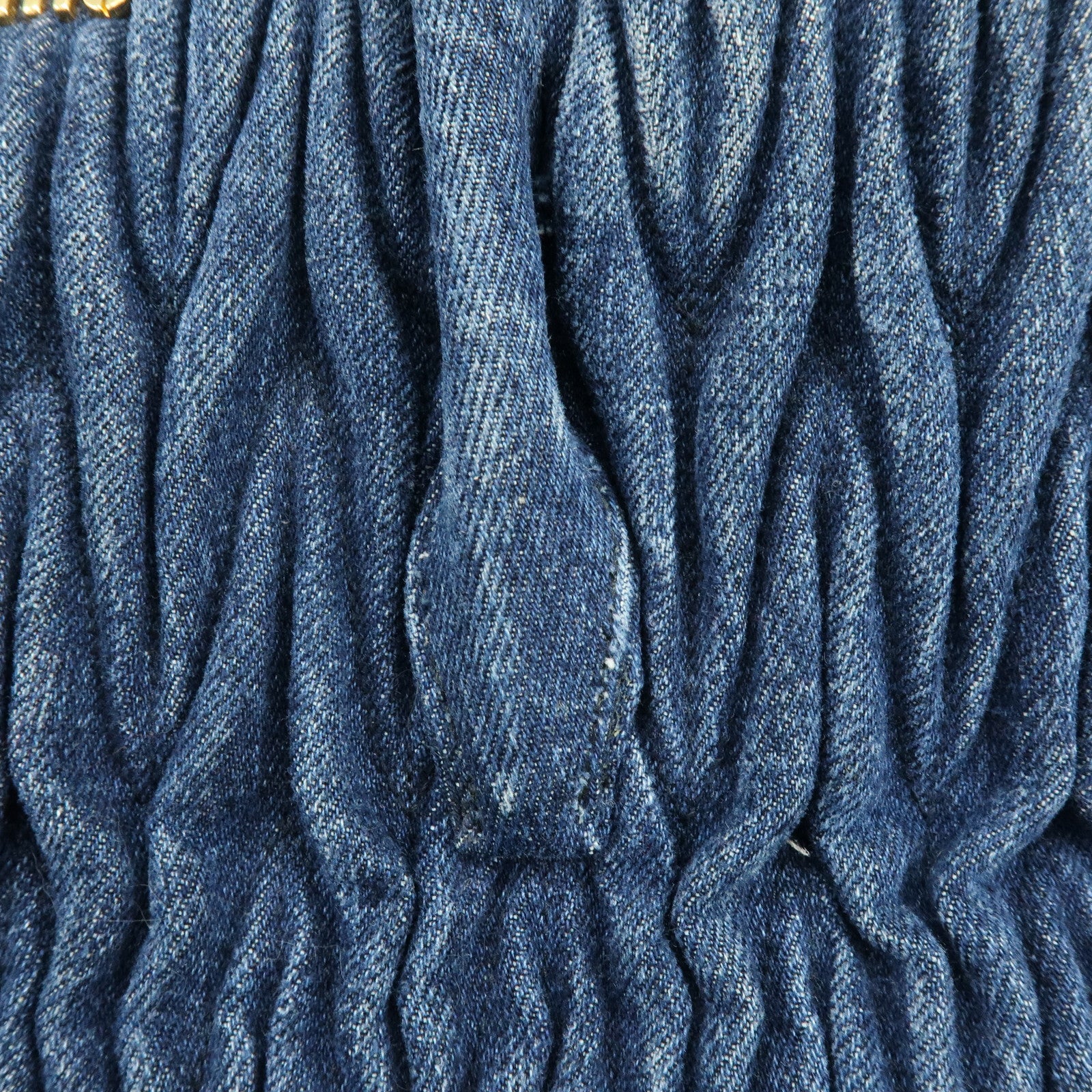 MIU MIU Logo Matelasse Denim Shoulder Bag Tote Bag Blue