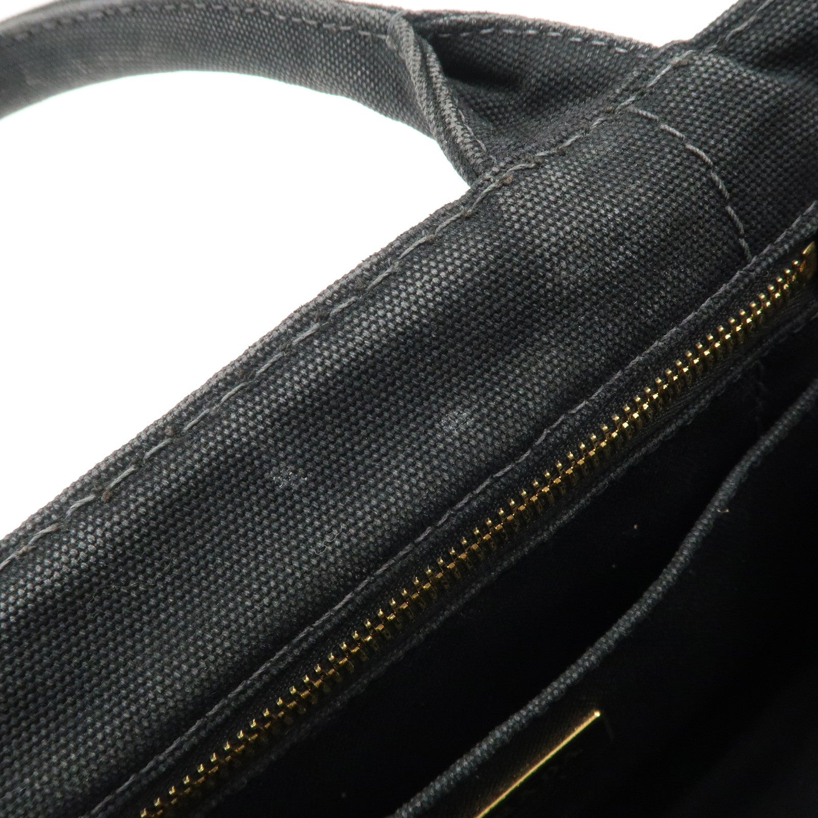 PRADA Logo Canapa Denim 2 Way Tote Bag Hand Bag Black B2642B Used