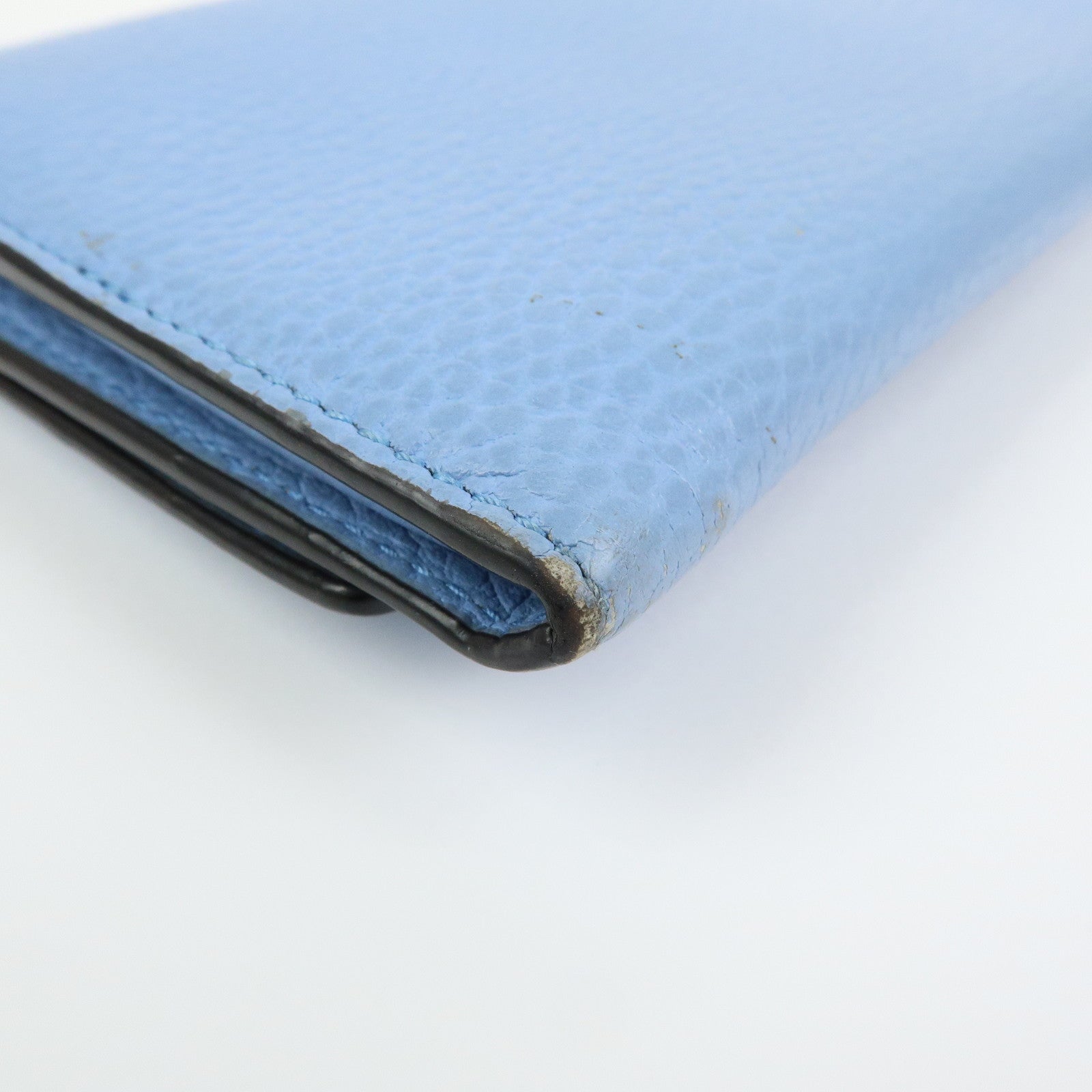 GUCCI Interlocking G Leather Flap Bi-fold Long Wallet Light Blue 449279